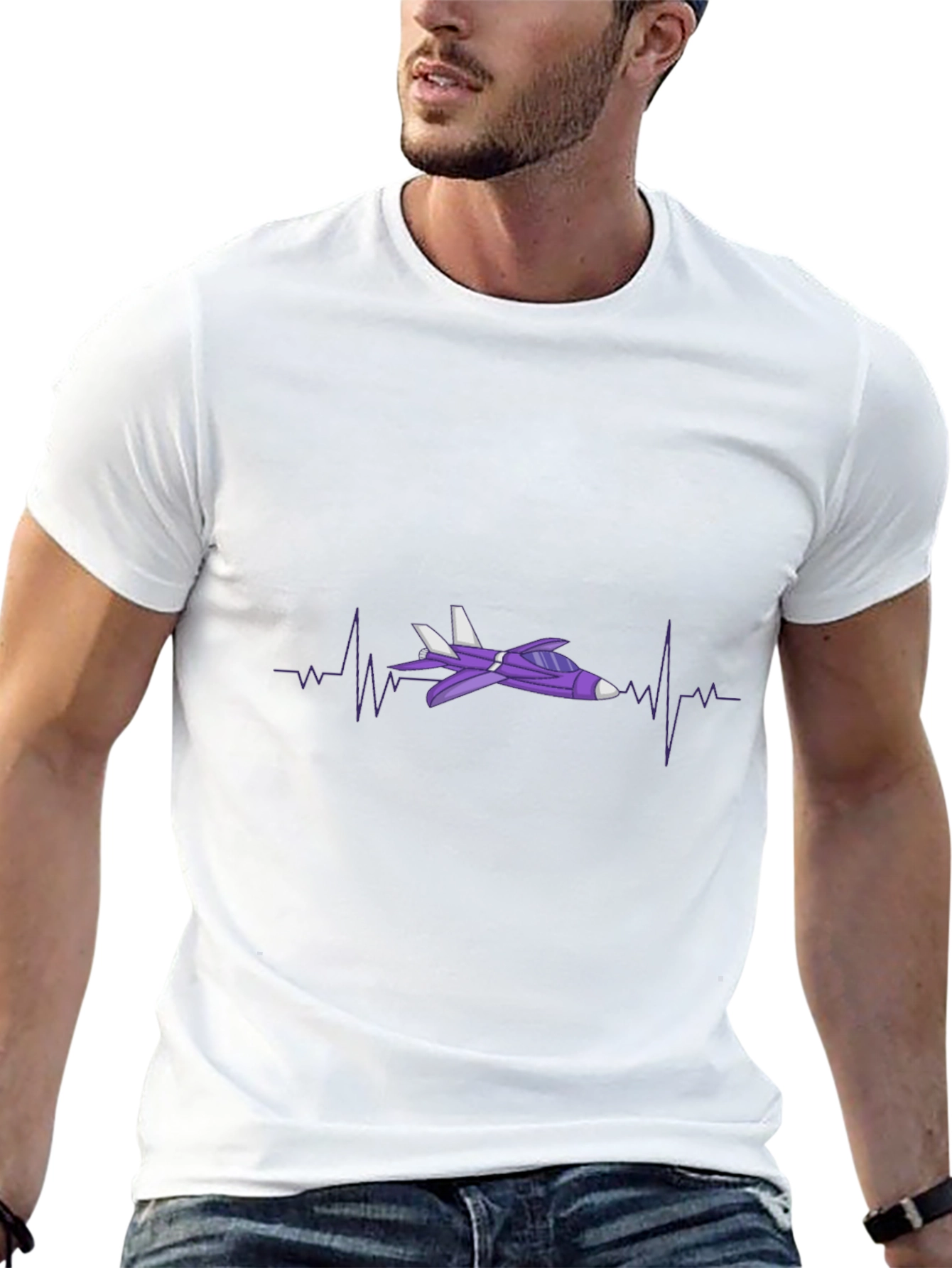 Jet Plane Heartbeat T-Shirt - Aviation Enthusiast Tee