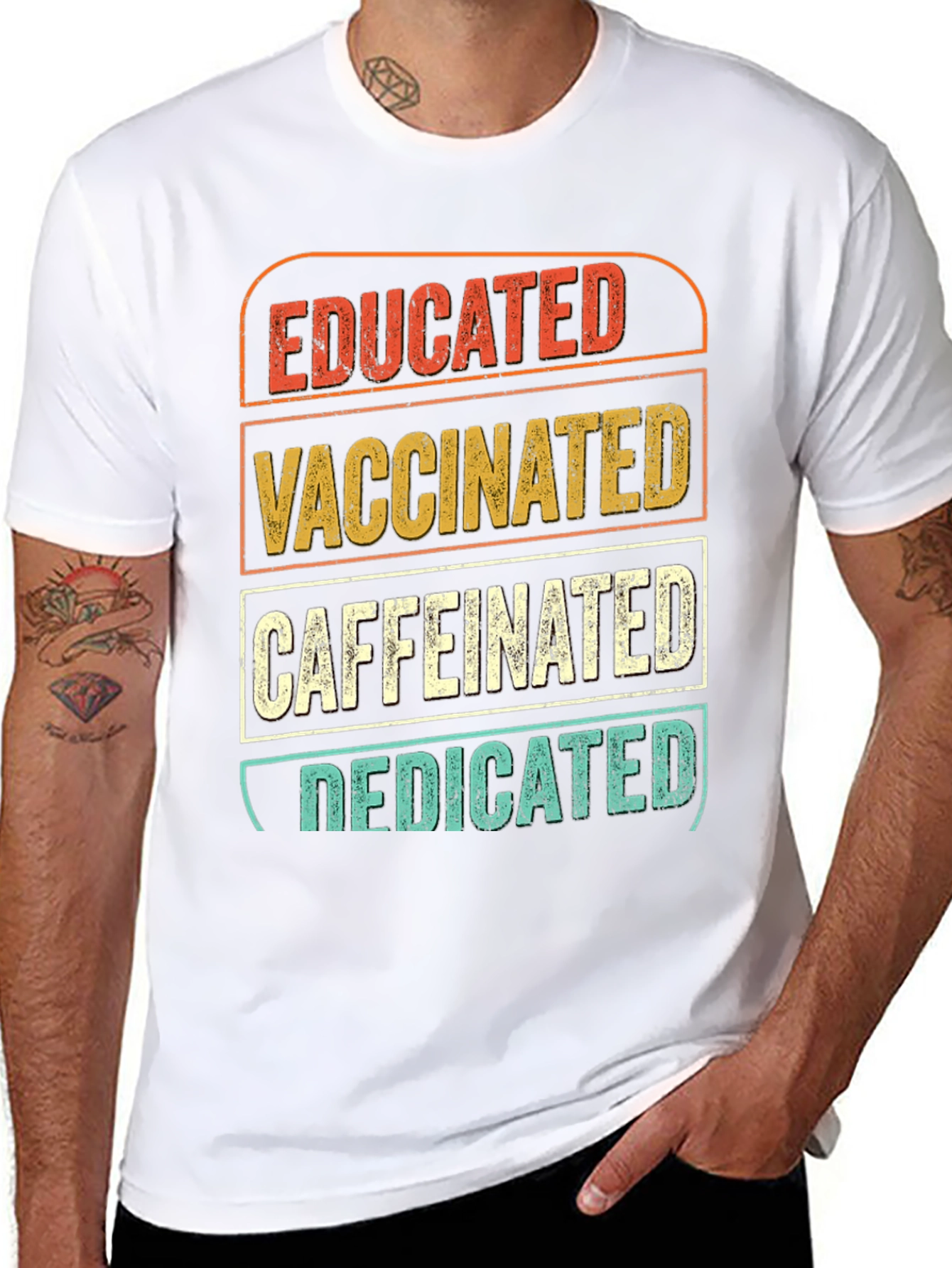 Educated Vaccinated Caffeinated Dedicated T-Shirt