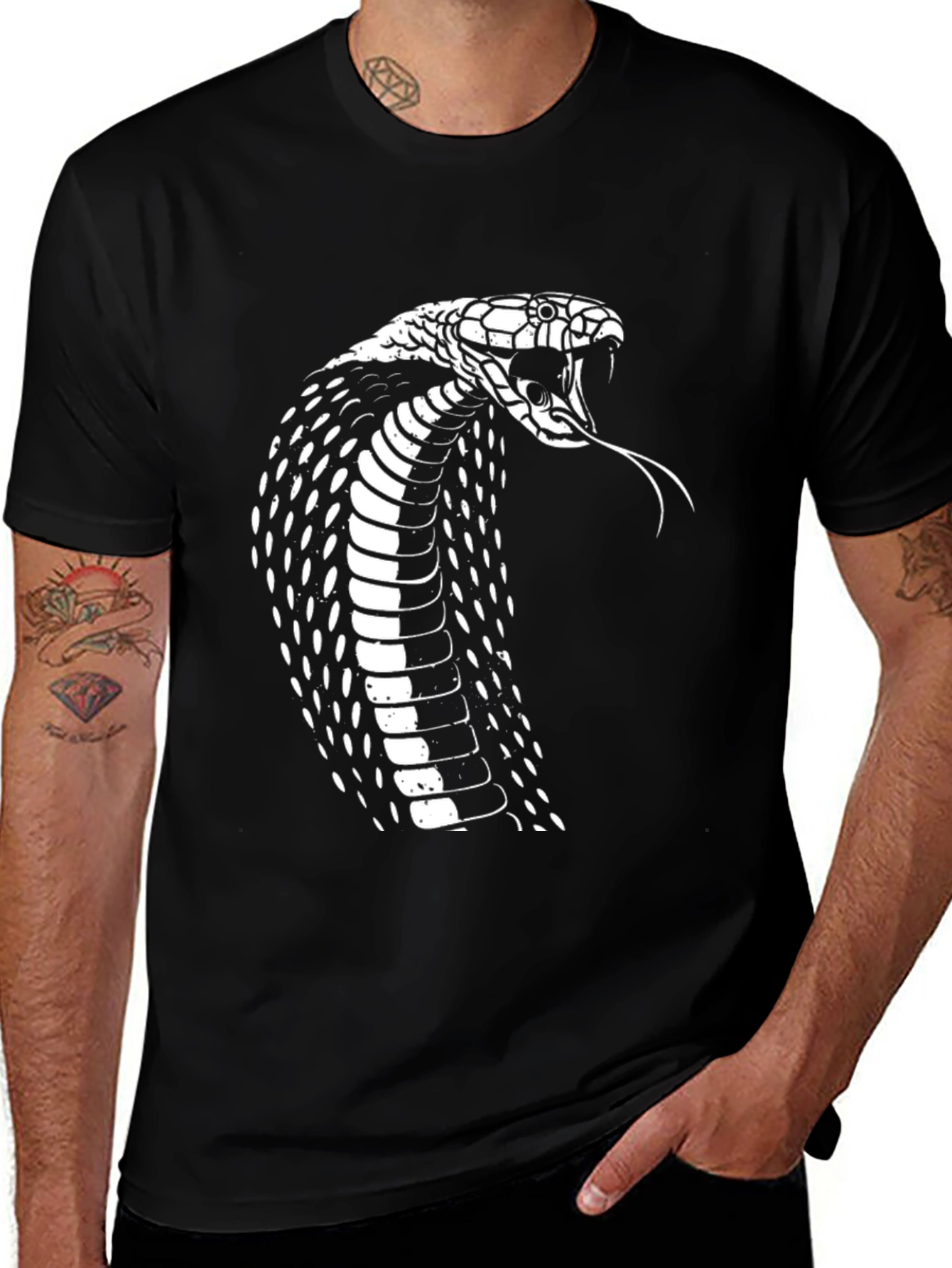 Mens Black Cobra Graphic T-Shirt