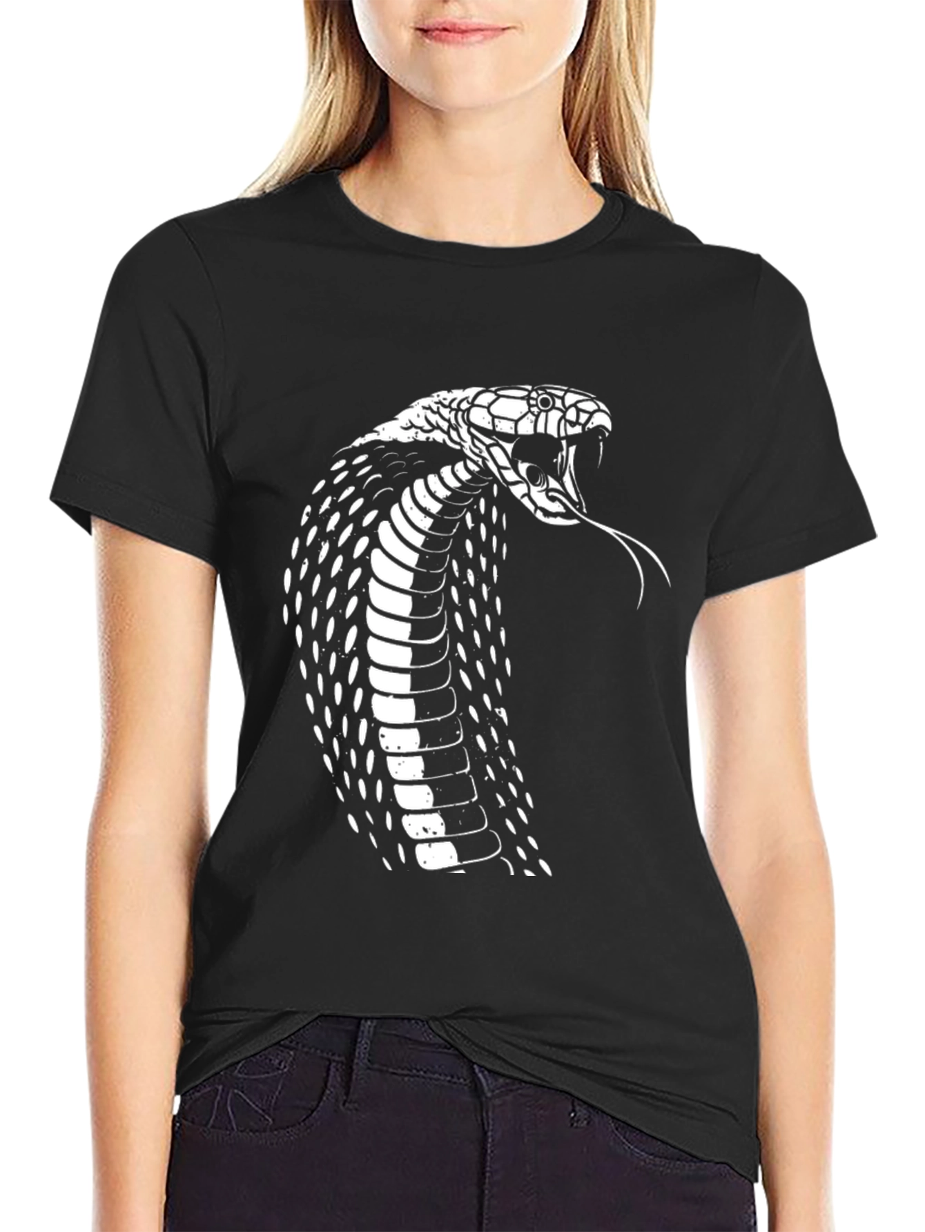 Mens Black Cobra Graphic T-Shirt