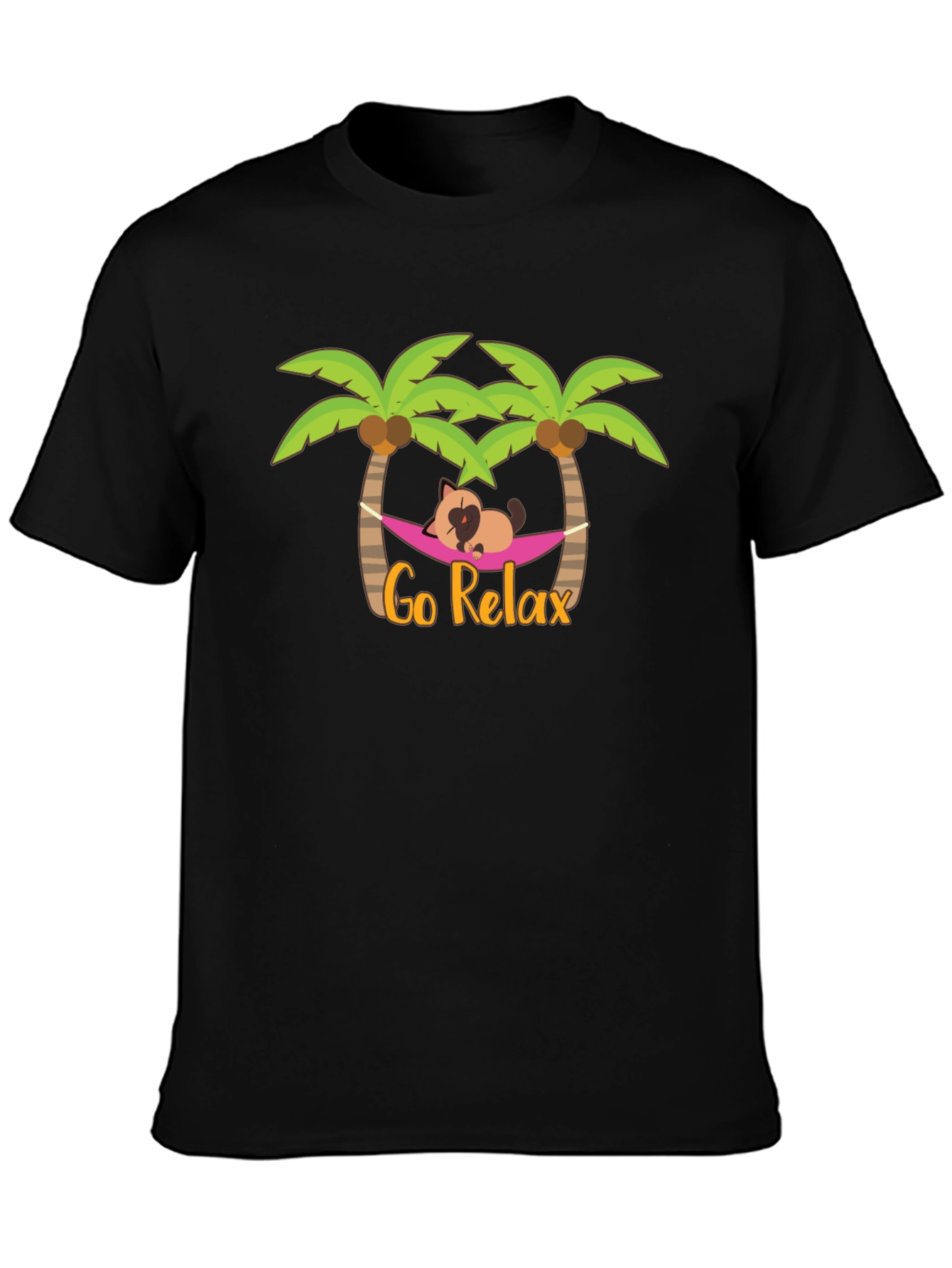 Go Relax Palm Tree Cat Hammock Graphic Tee