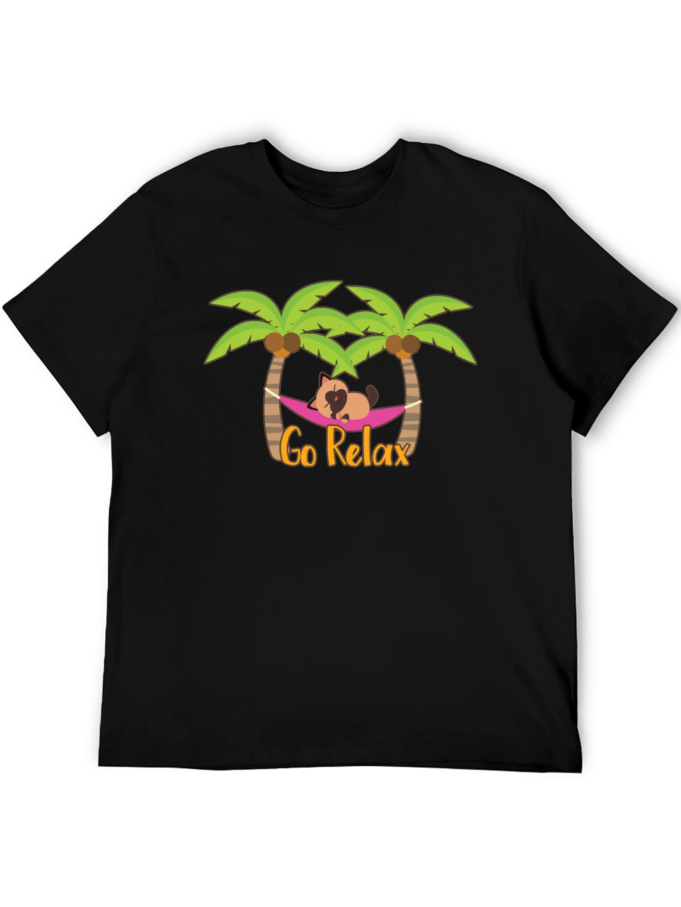 Go Relax Palm Tree Cat Hammock Graphic Tee