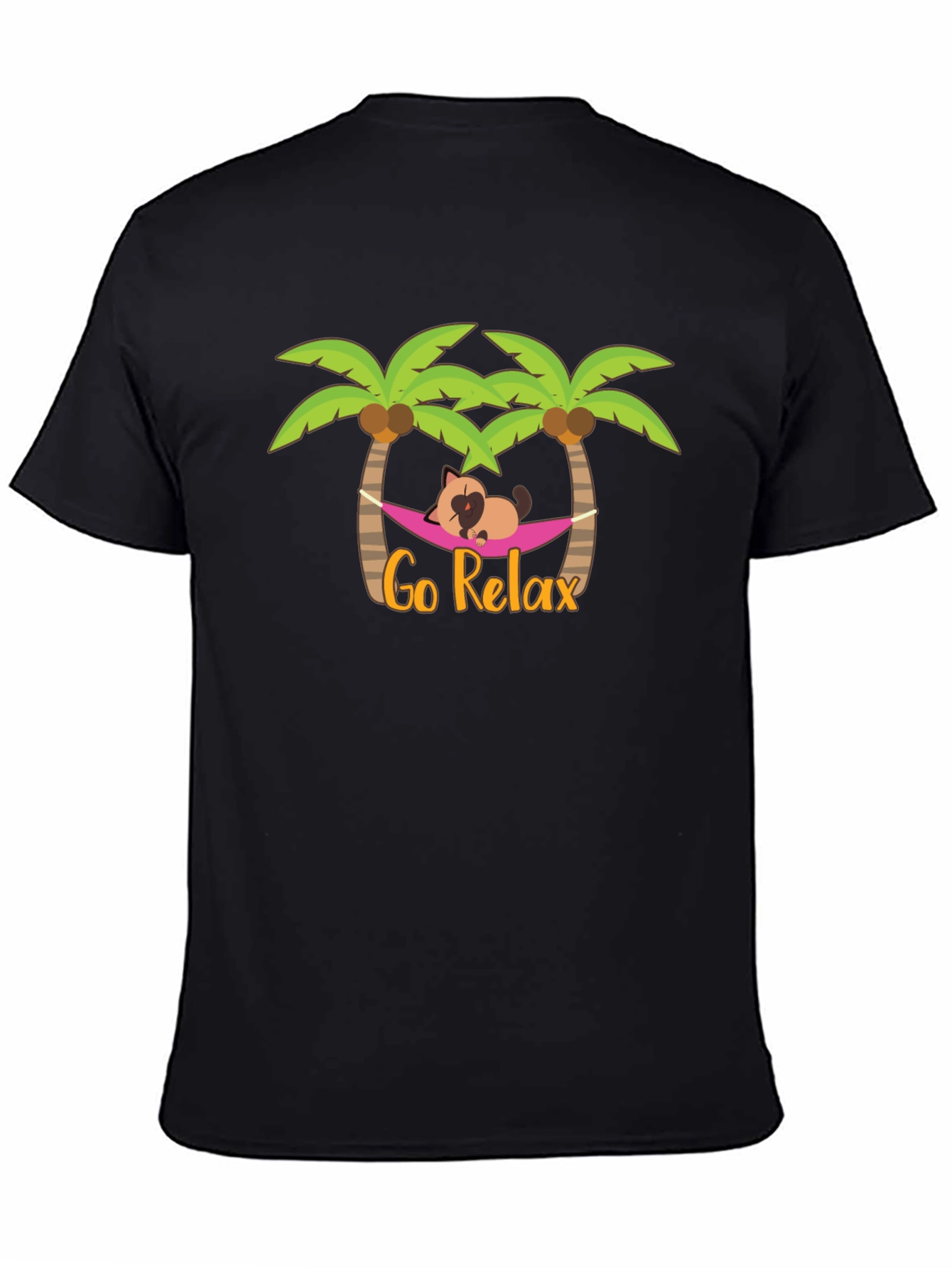 Go Relax Palm Tree Cat Hammock Graphic Tee