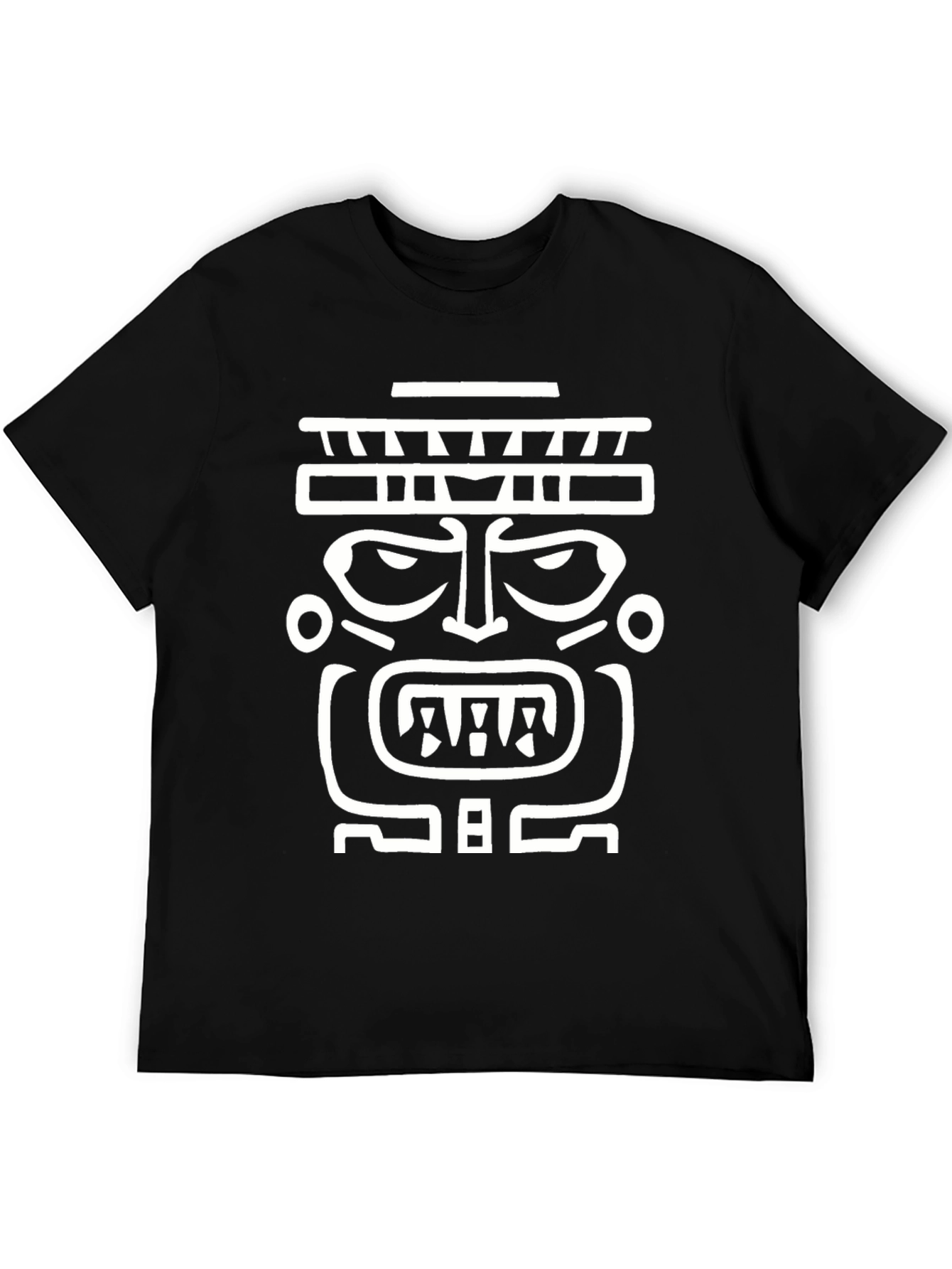 Tribal Mask Graphic T-Shirt - Bold Black Tee