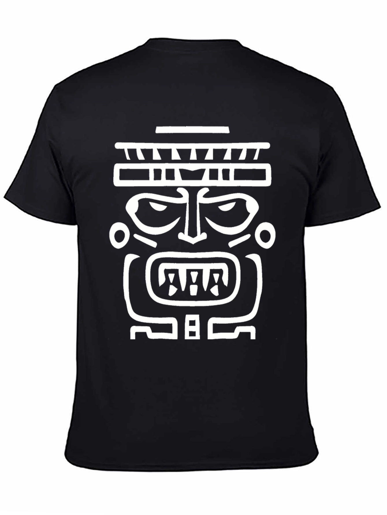 Tribal Mask Graphic T-Shirt - Bold Black Tee