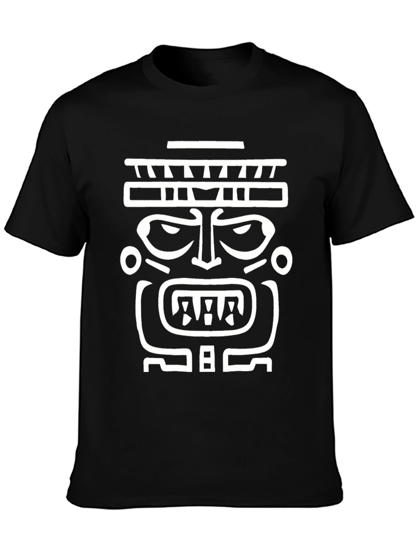 Tribal Mask Graphic T-Shirt - Bold Black Tee