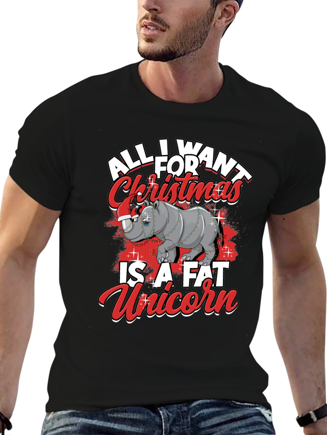 Funny Christmas Rhino T-Shirt