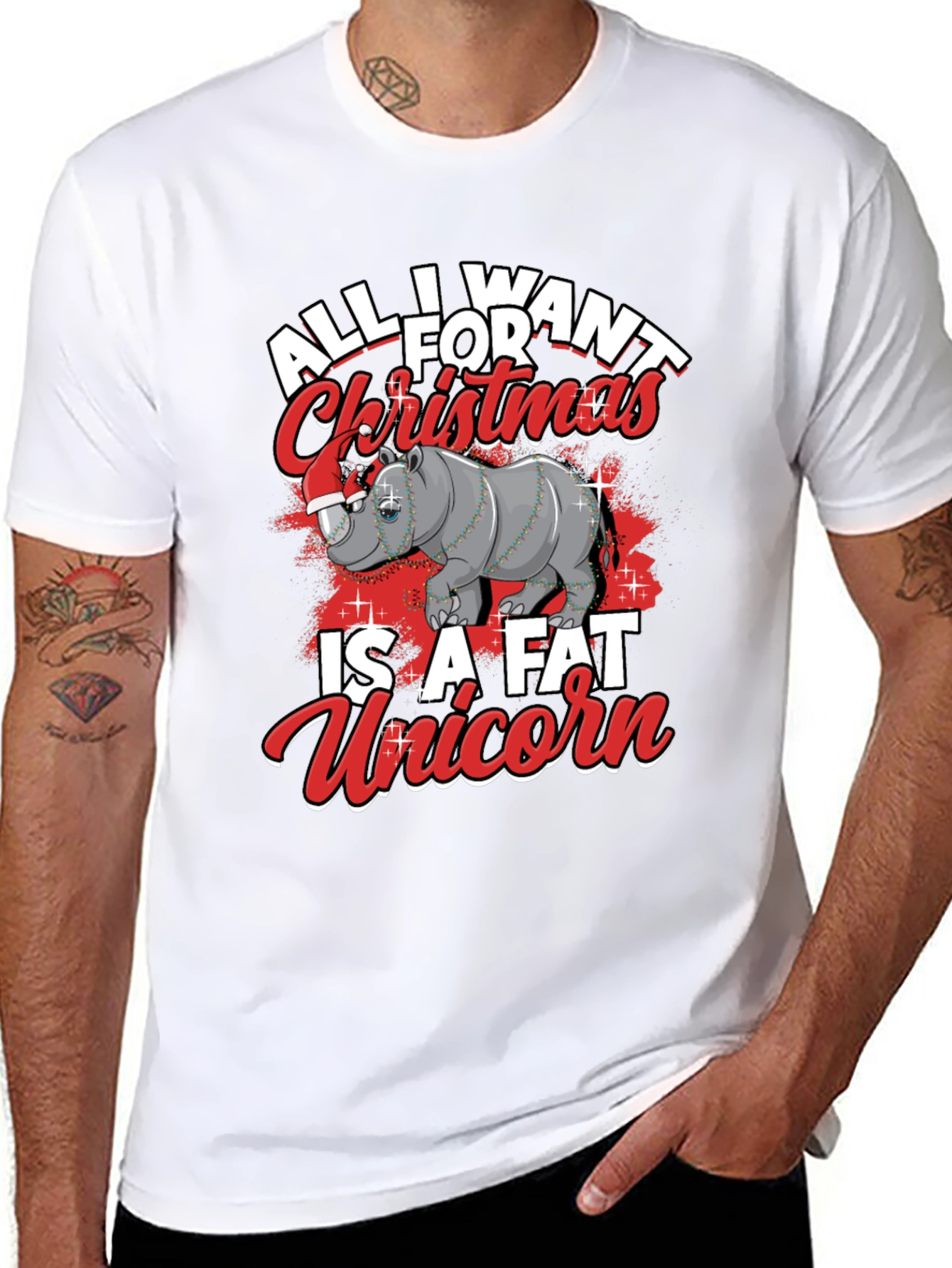 Funny Christmas Rhino T-Shirt
