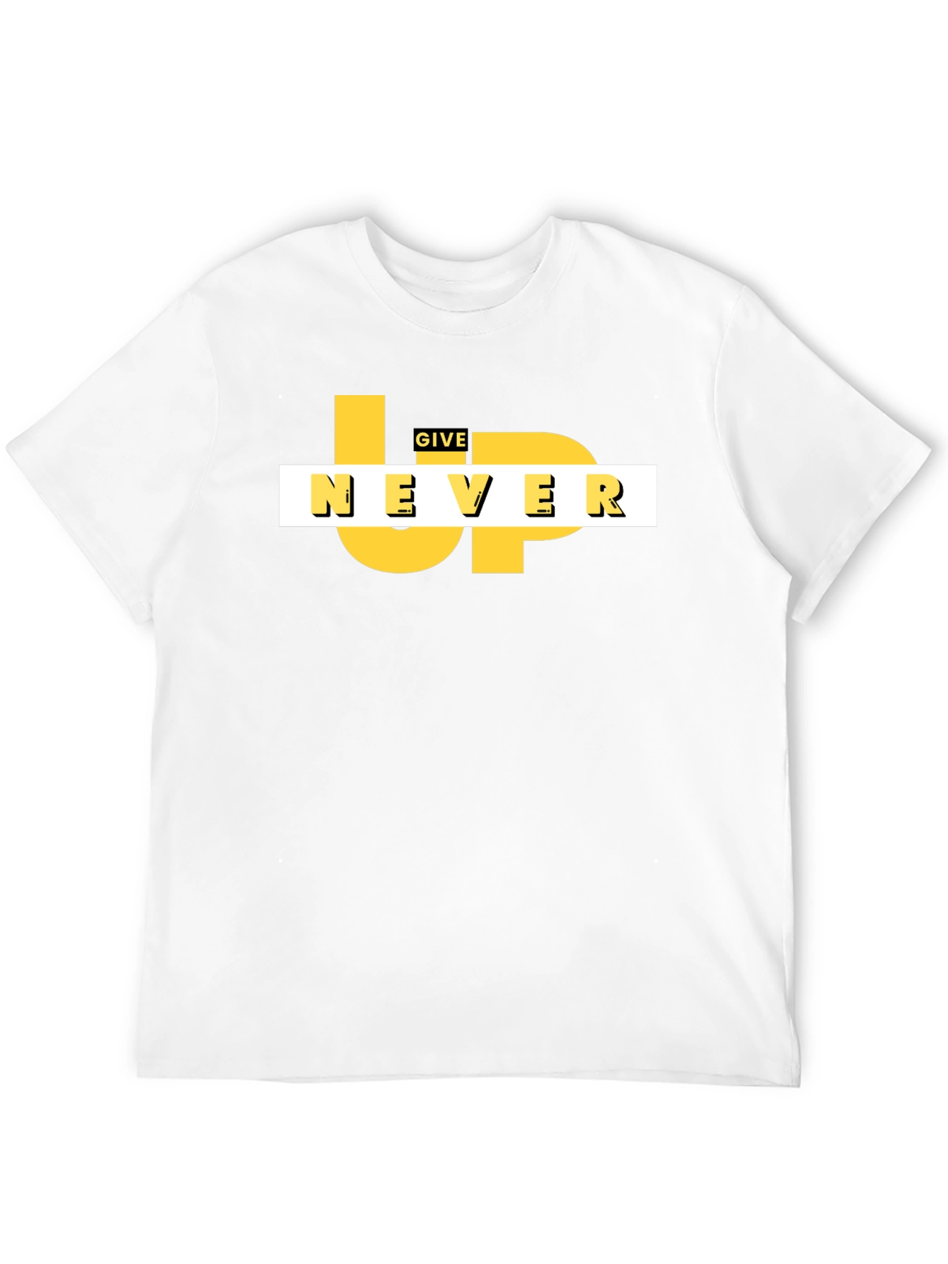 Motivational Never Give Up Black Graphic Tee