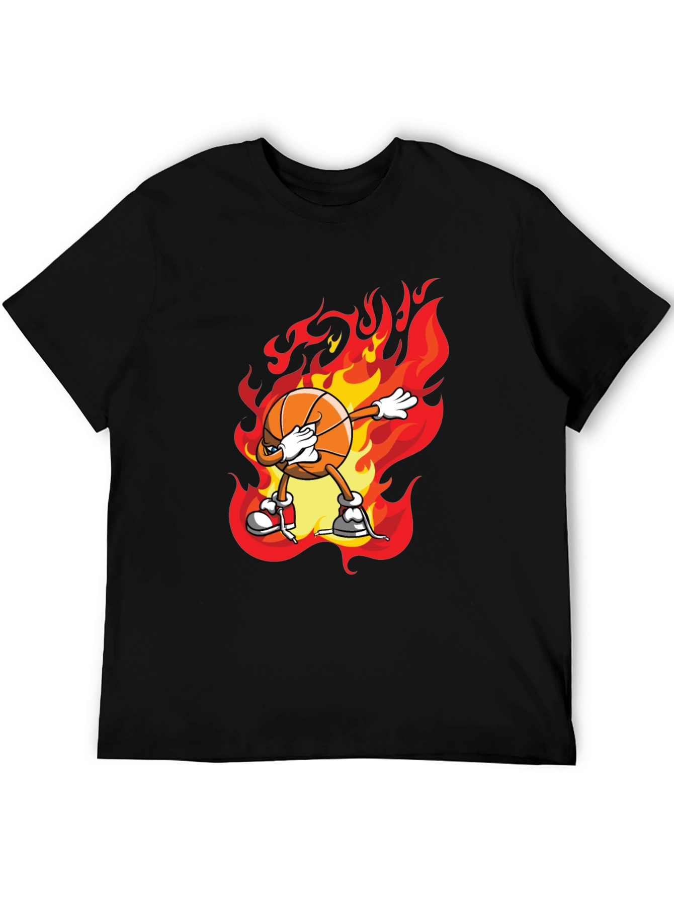 Flaming Basketball Dab T-Shirt - Trendy Graphic Tee