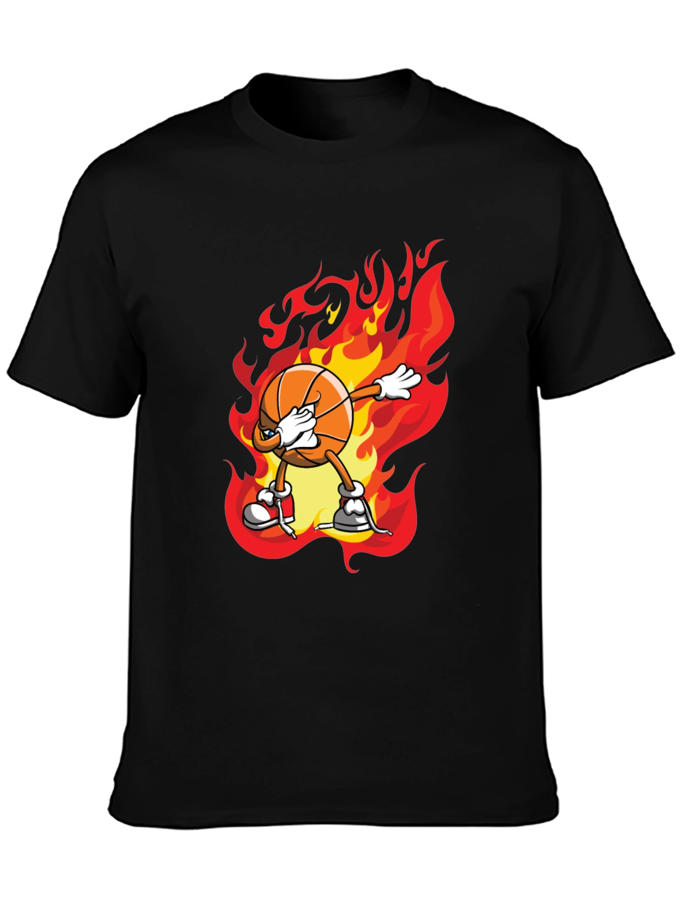 Flaming Basketball Dab T-Shirt - Trendy Graphic Tee