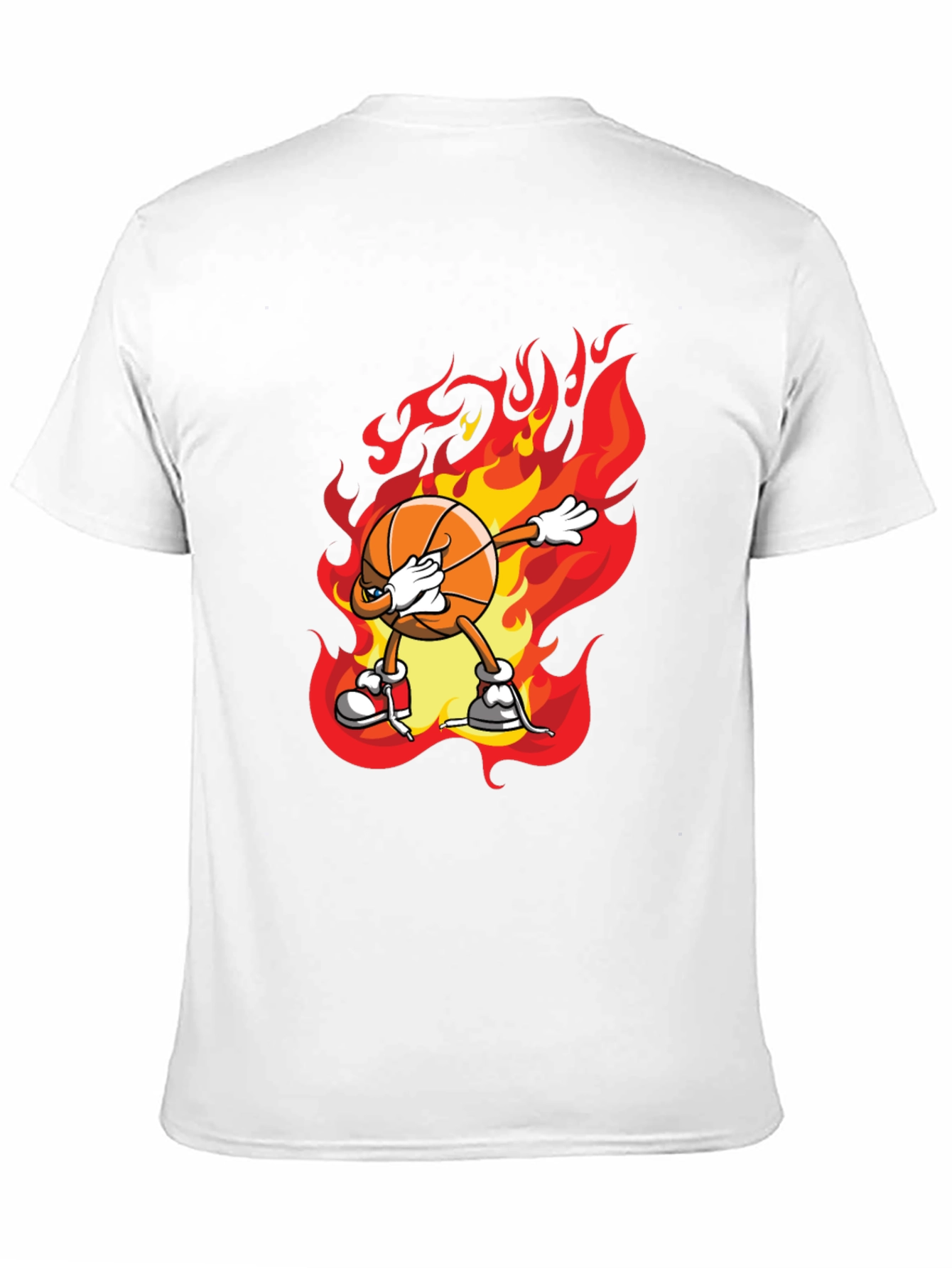 Flaming Basketball Dab T-Shirt - Trendy Graphic Tee