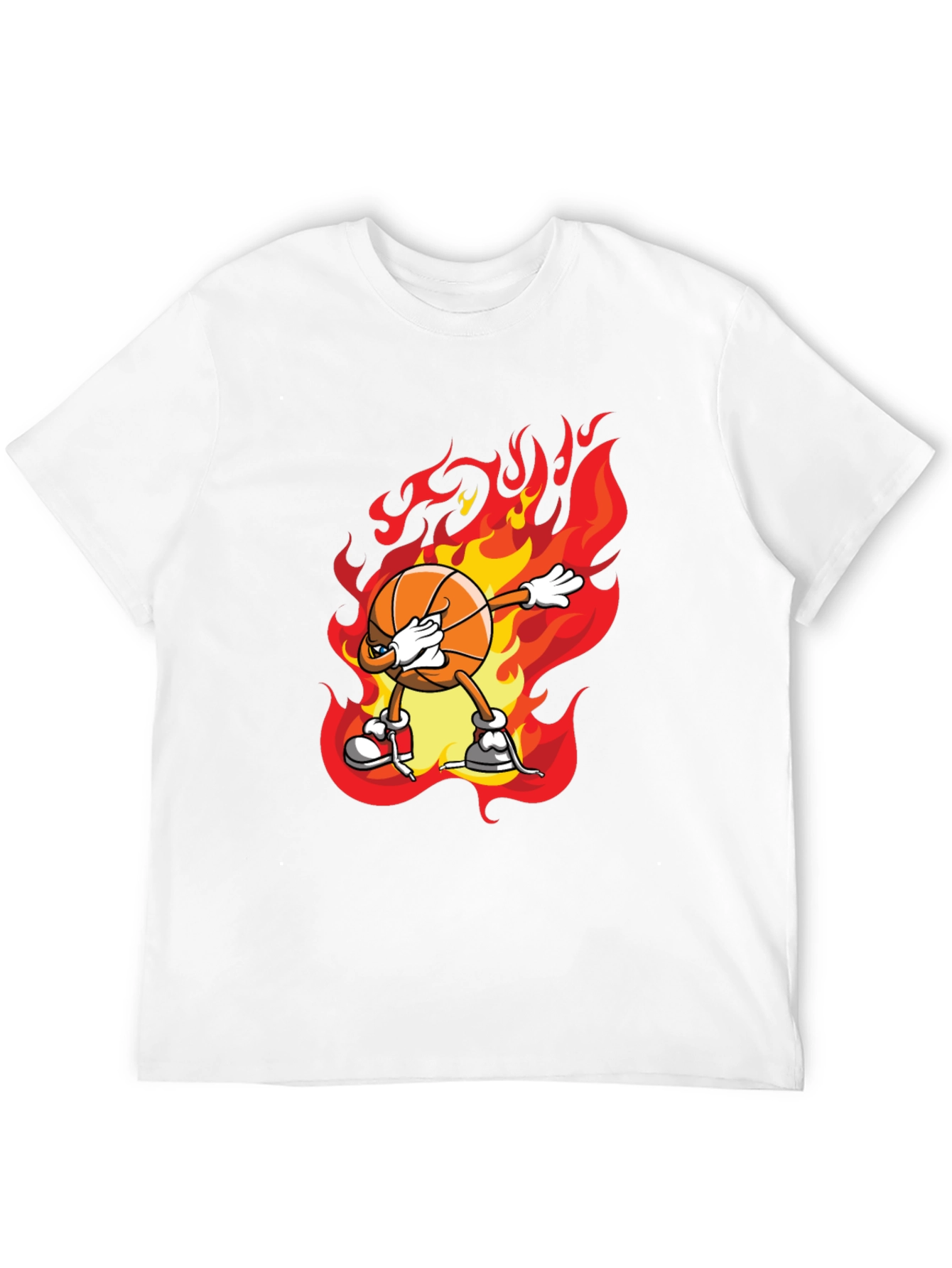 Flaming Basketball Dab T-Shirt - Trendy Graphic Tee