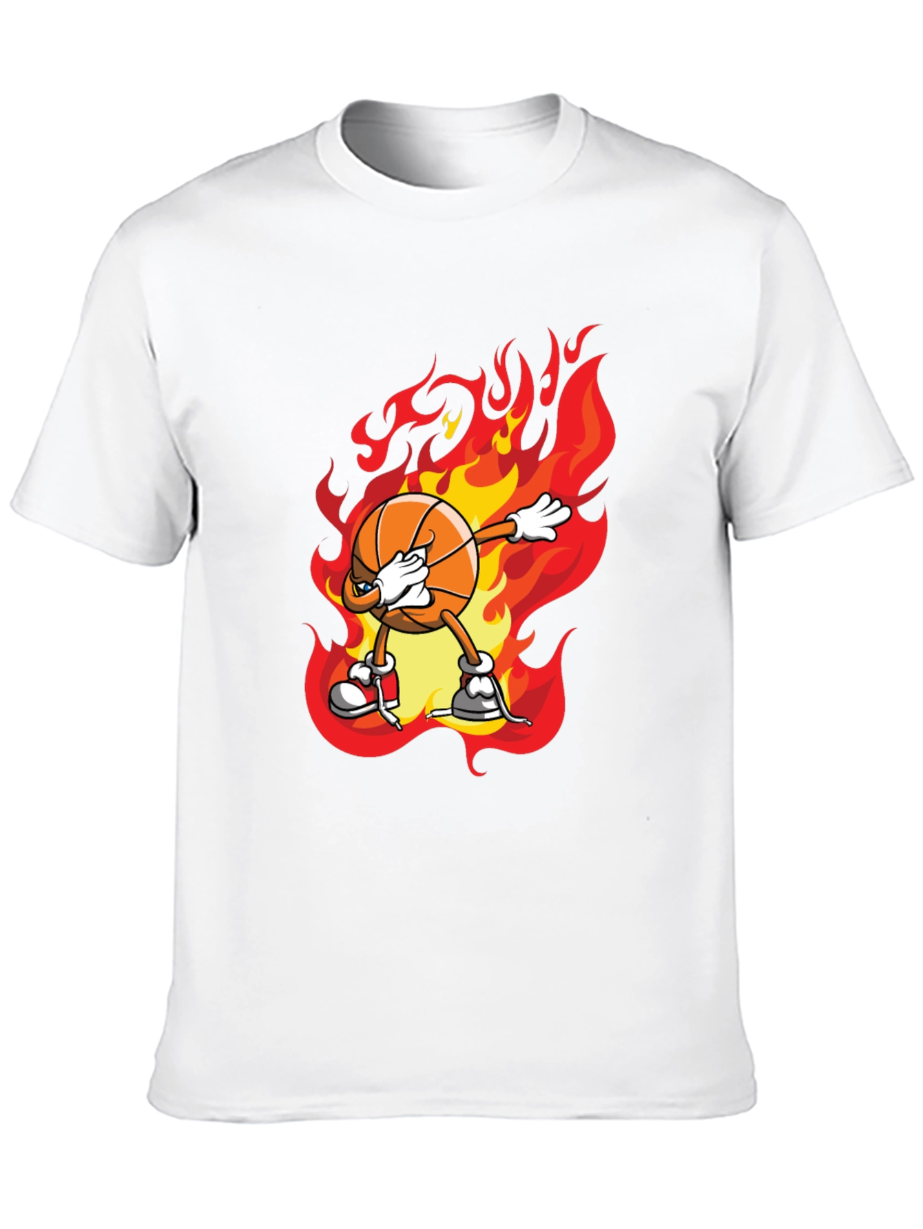 Flaming Basketball Dab T-Shirt - Trendy Graphic Tee