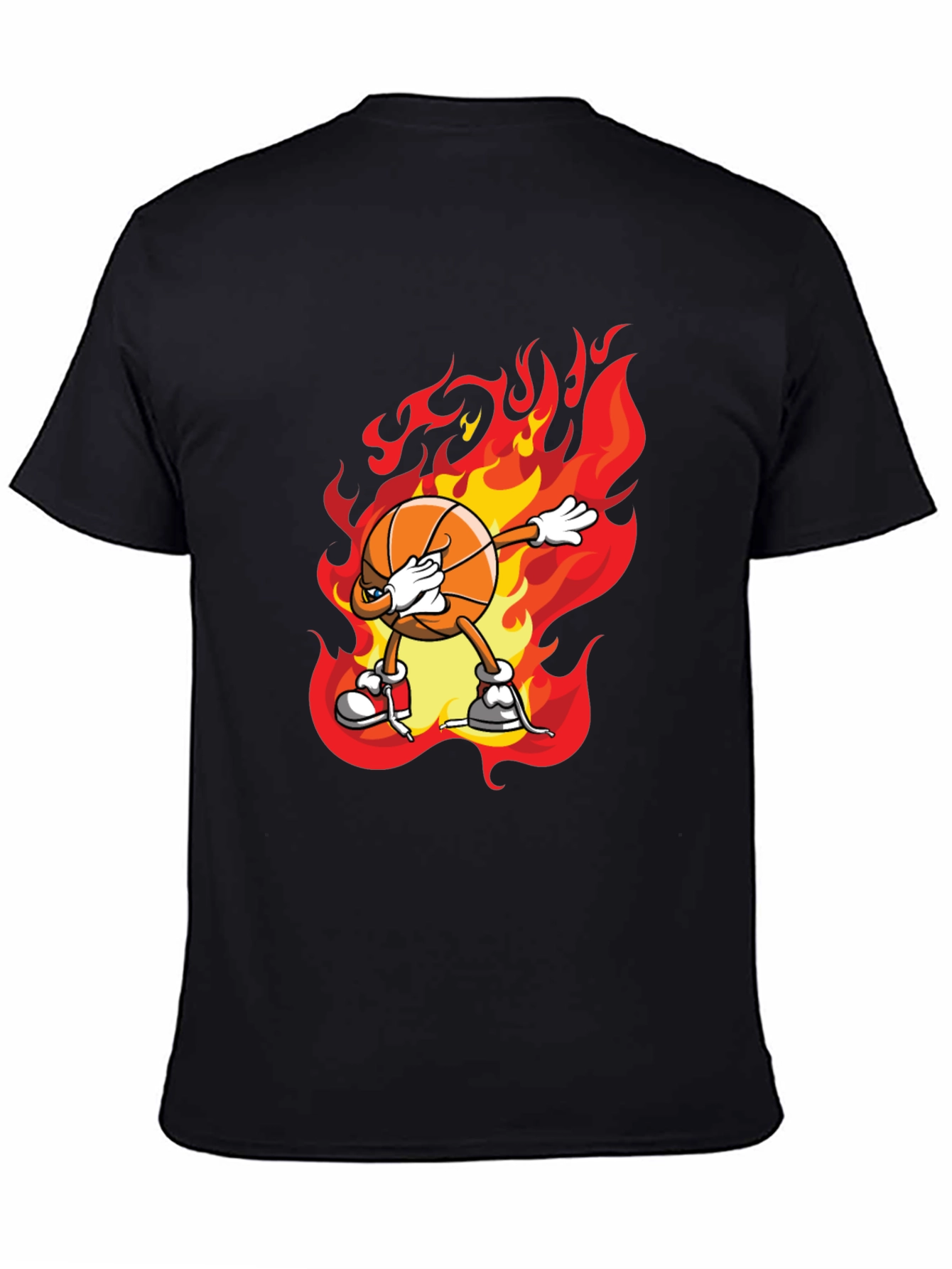 Flaming Basketball Dab T-Shirt - Trendy Graphic Tee