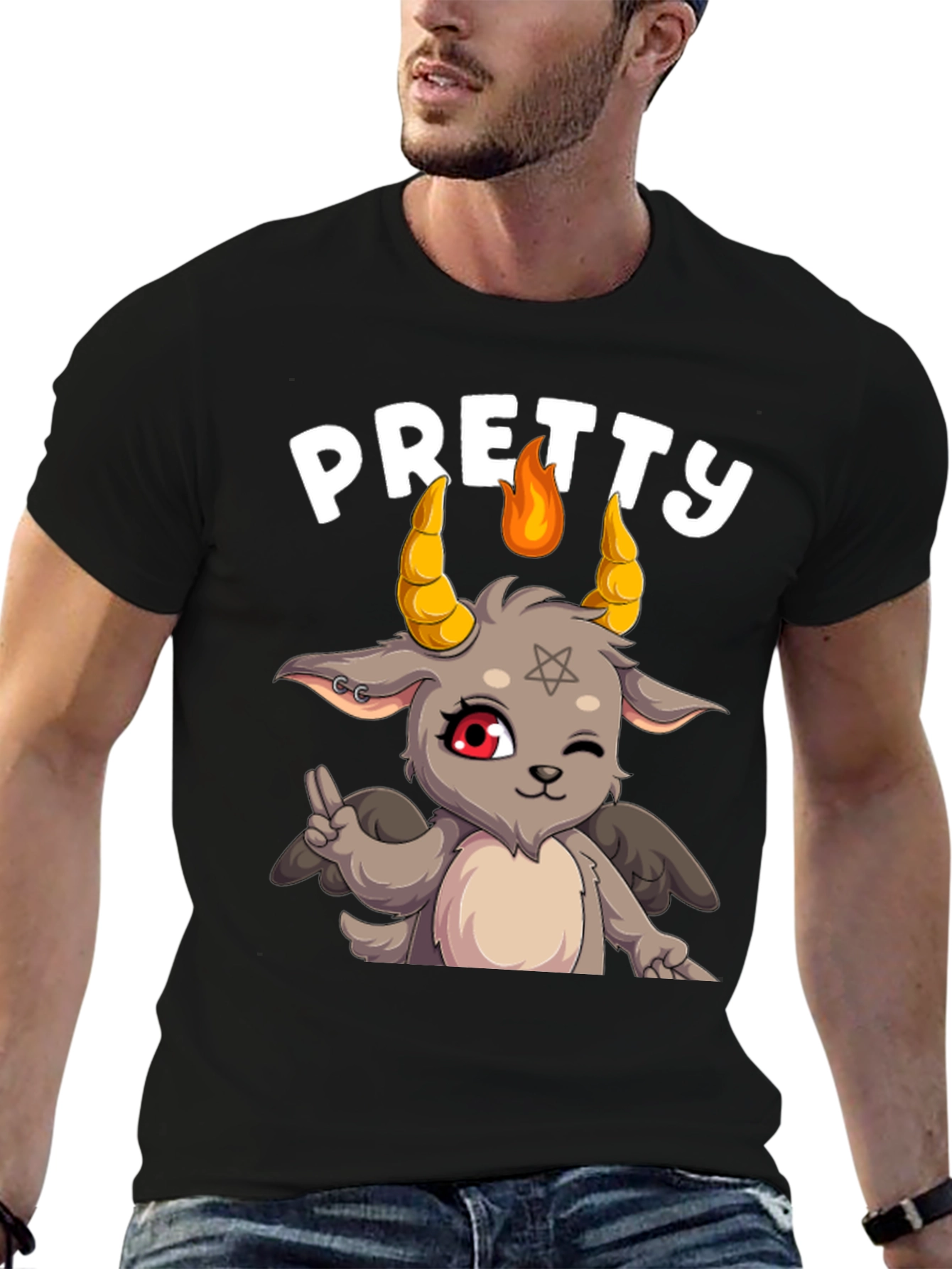 Pretty Baphomet Graphic Tee - Cute Satanic Goat T-Shirt