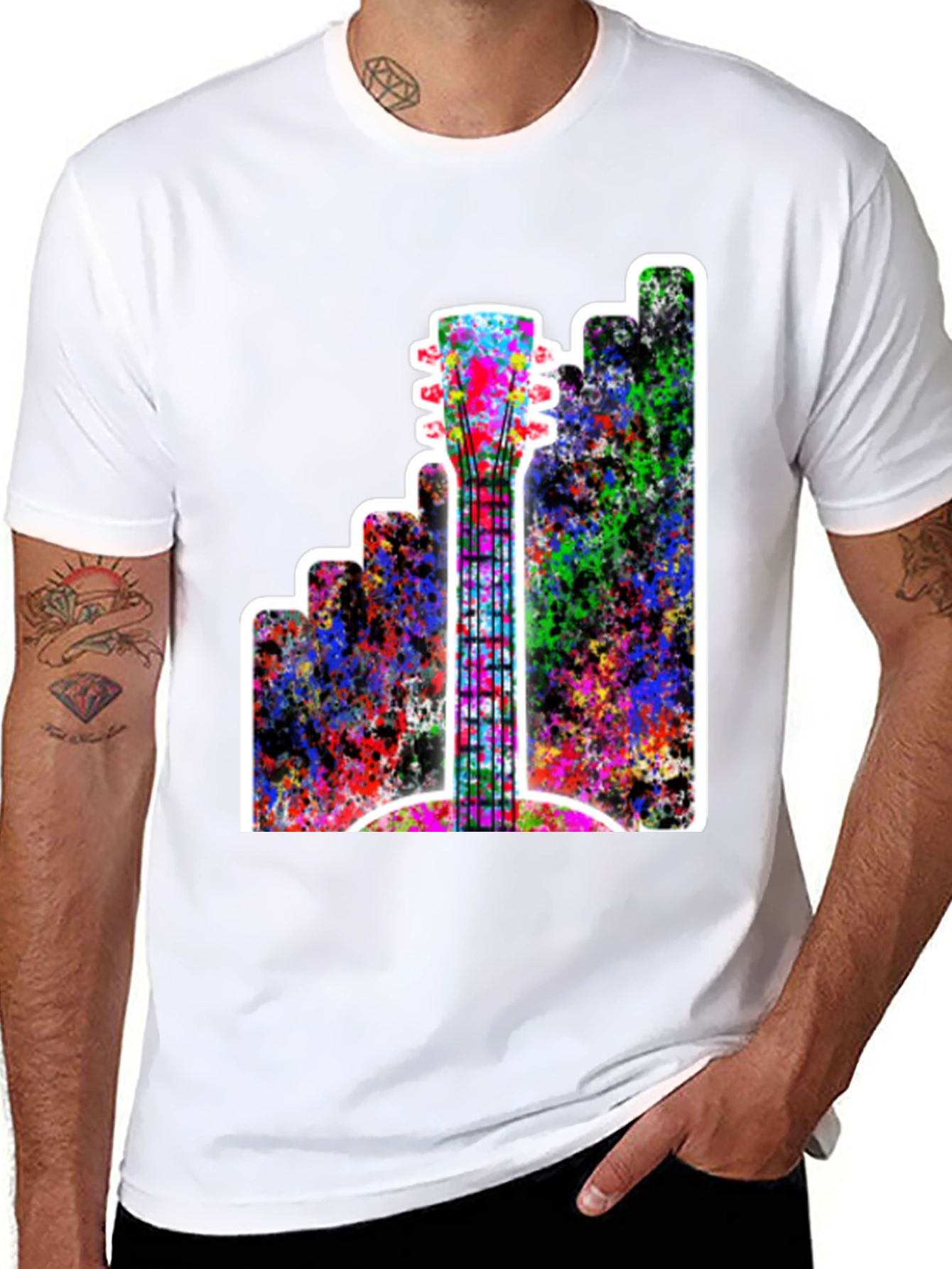 Abstract Guitar Graphic Tee - Music Lovers T-Shirt