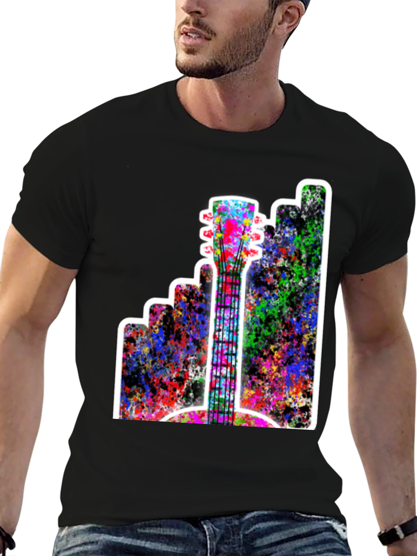 Abstract Guitar Graphic Tee - Music Lovers T-Shirt