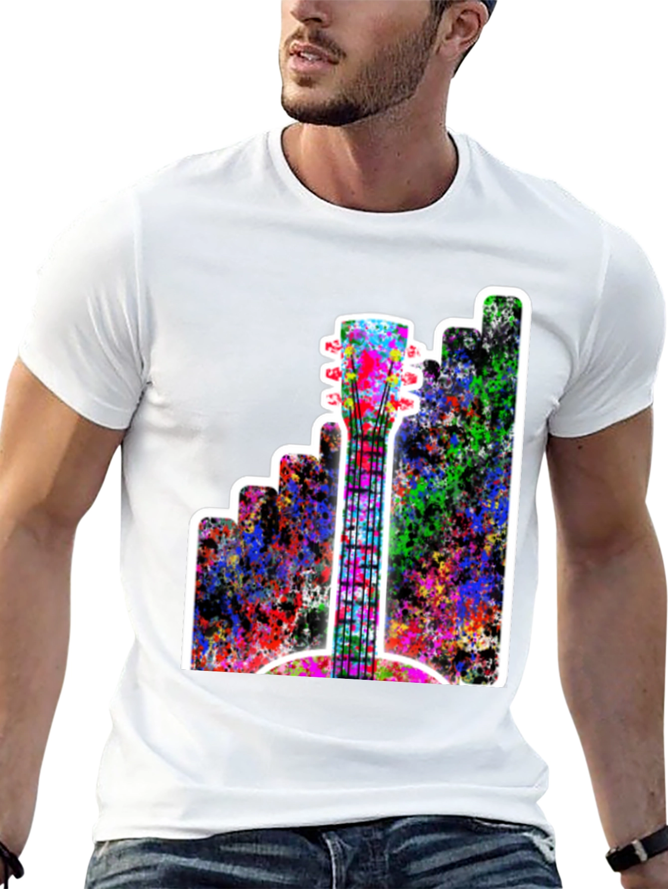Abstract Guitar Graphic Tee - Music Lovers T-Shirt