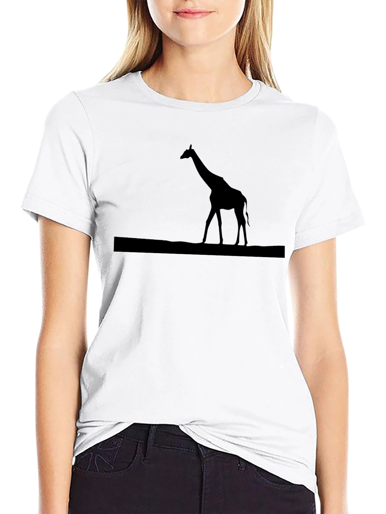 Giraffe Silhouette Graphic T-Shirt - Classic Black Tee