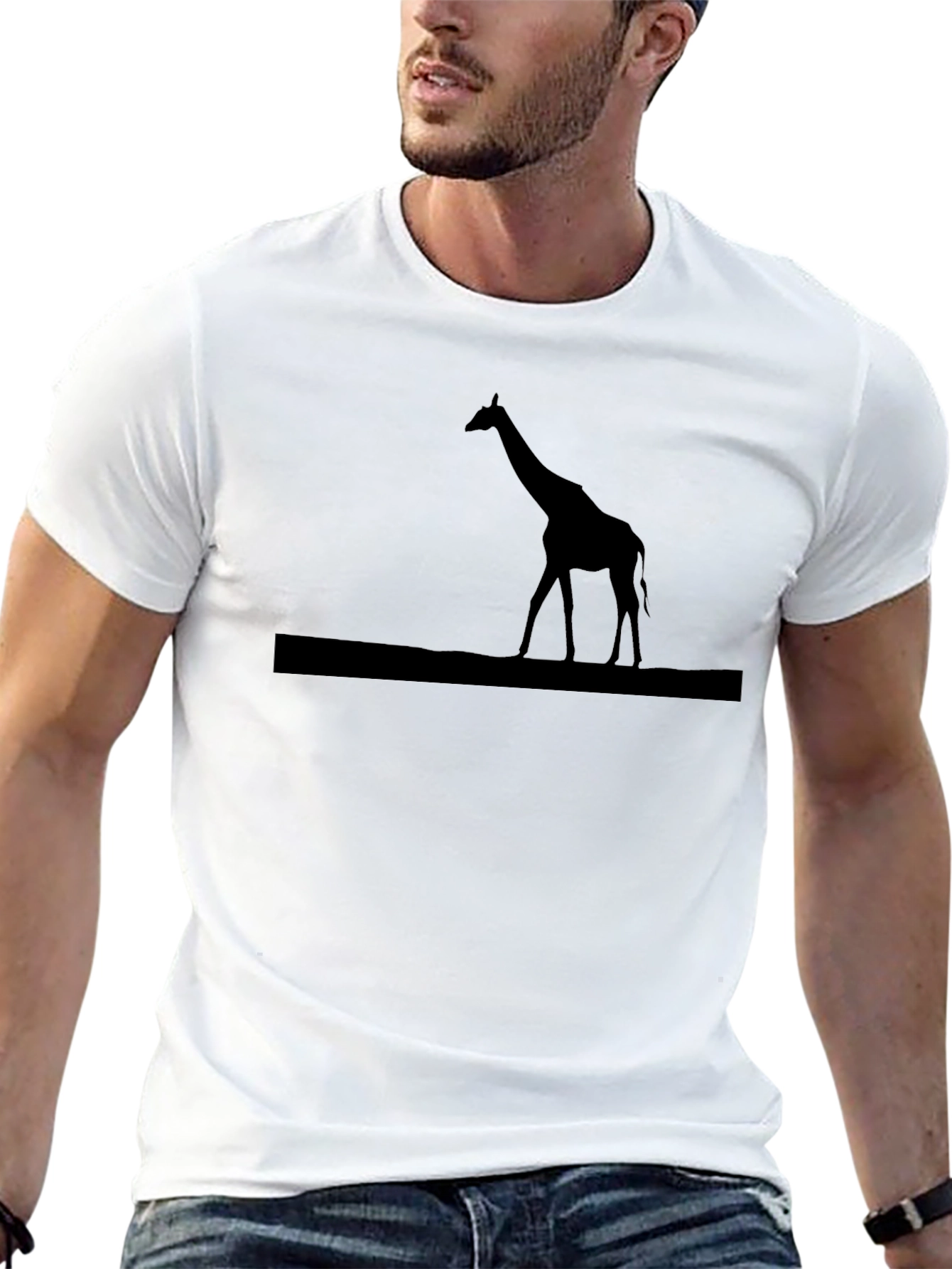 Giraffe Silhouette Graphic T-Shirt - Classic Black Tee