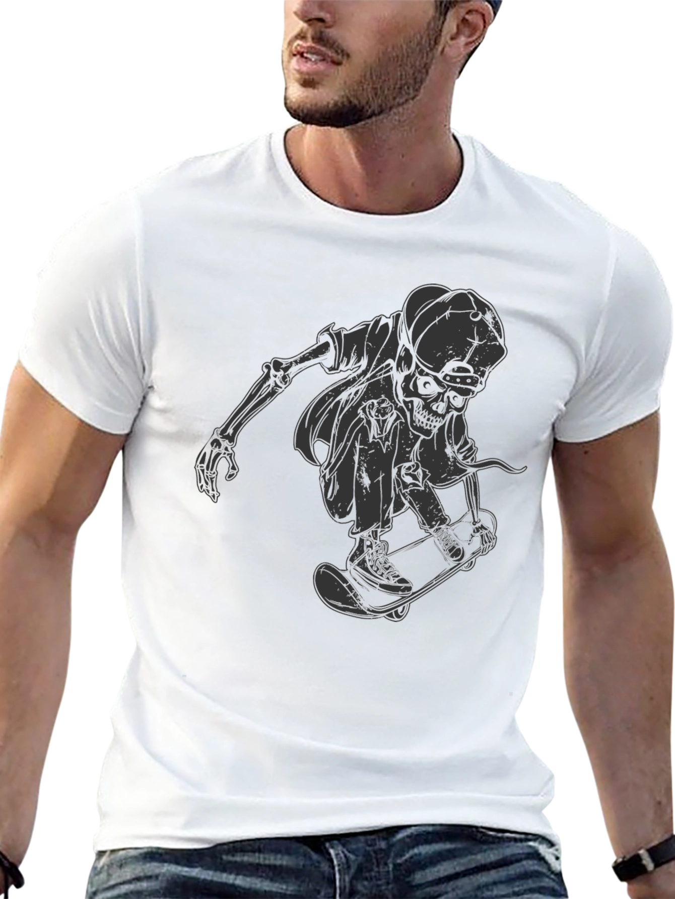 Skateboarding Skeleton T-Shirt - Unique Graphic Tee