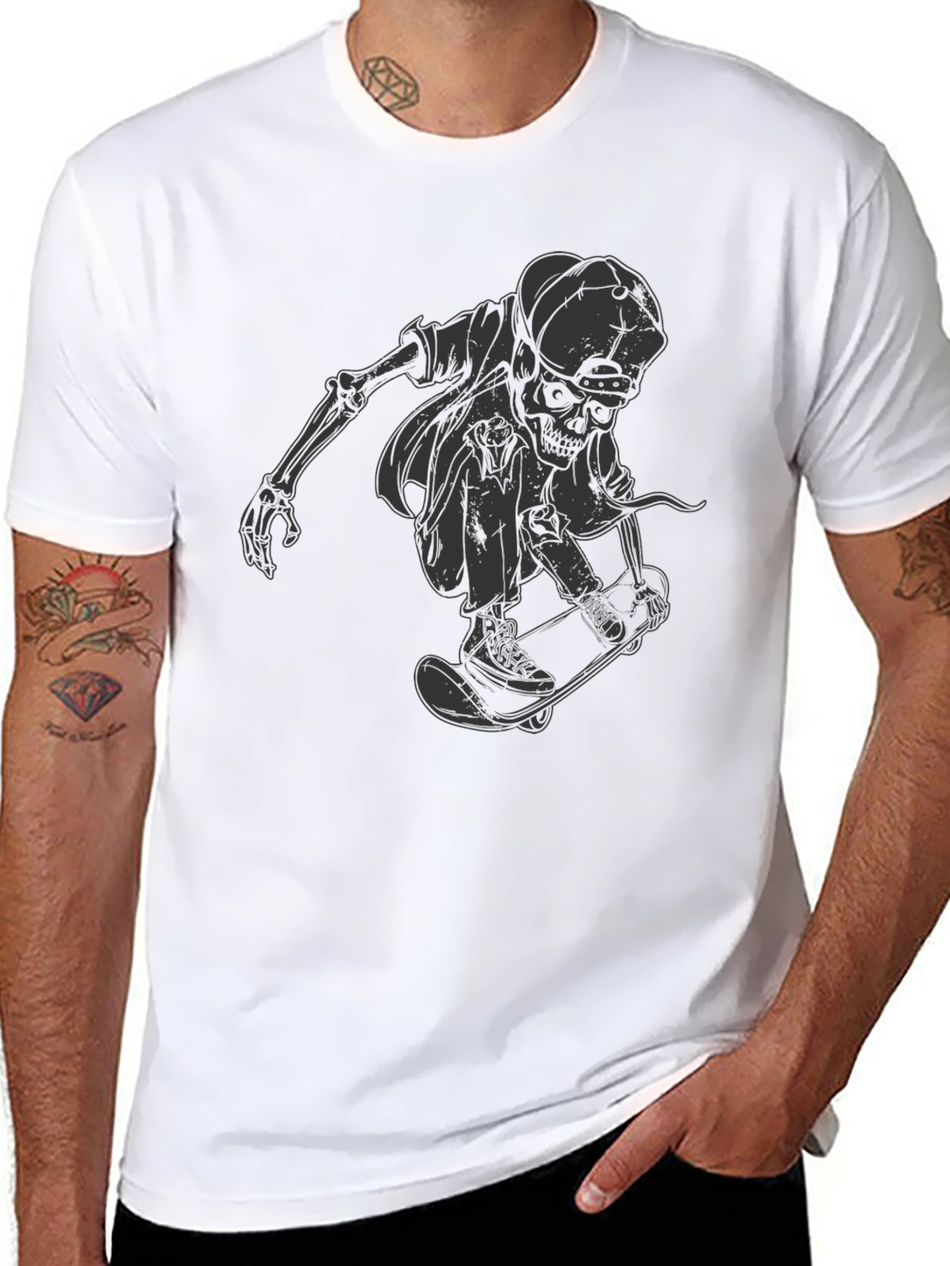 Skateboarding Skeleton T-Shirt - Unique Graphic Tee