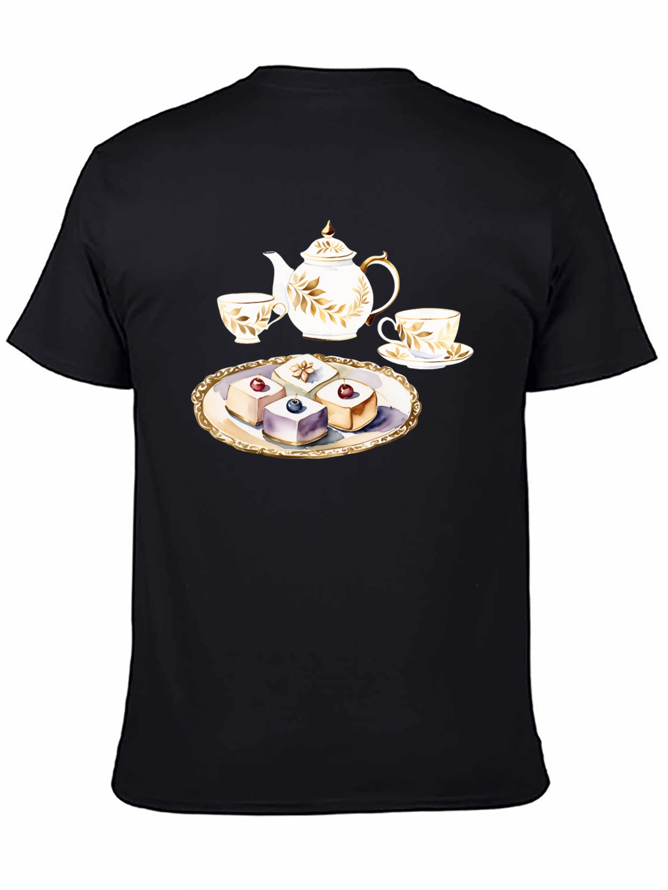 Tea Time T-Shirt: Teapot and Cakes Graphic Tee