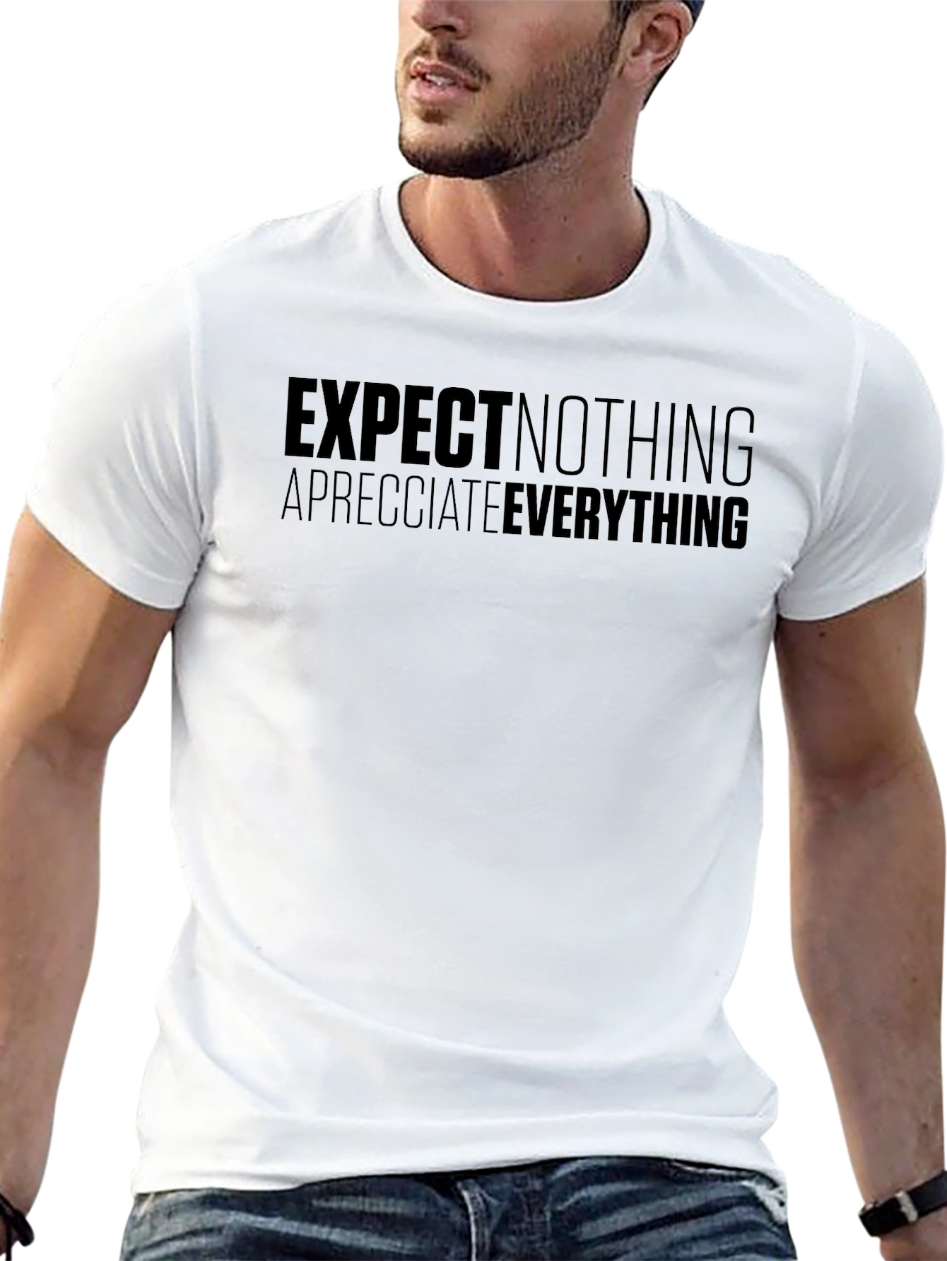 Expect Nothing Appreciate Everything Black Tee