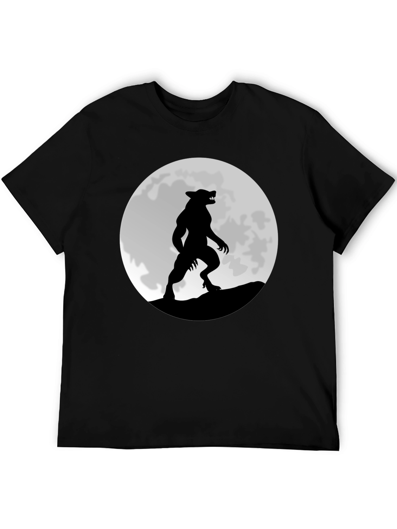 Werewolf Moon Graphic T-Shirt - Black Cotton Tee