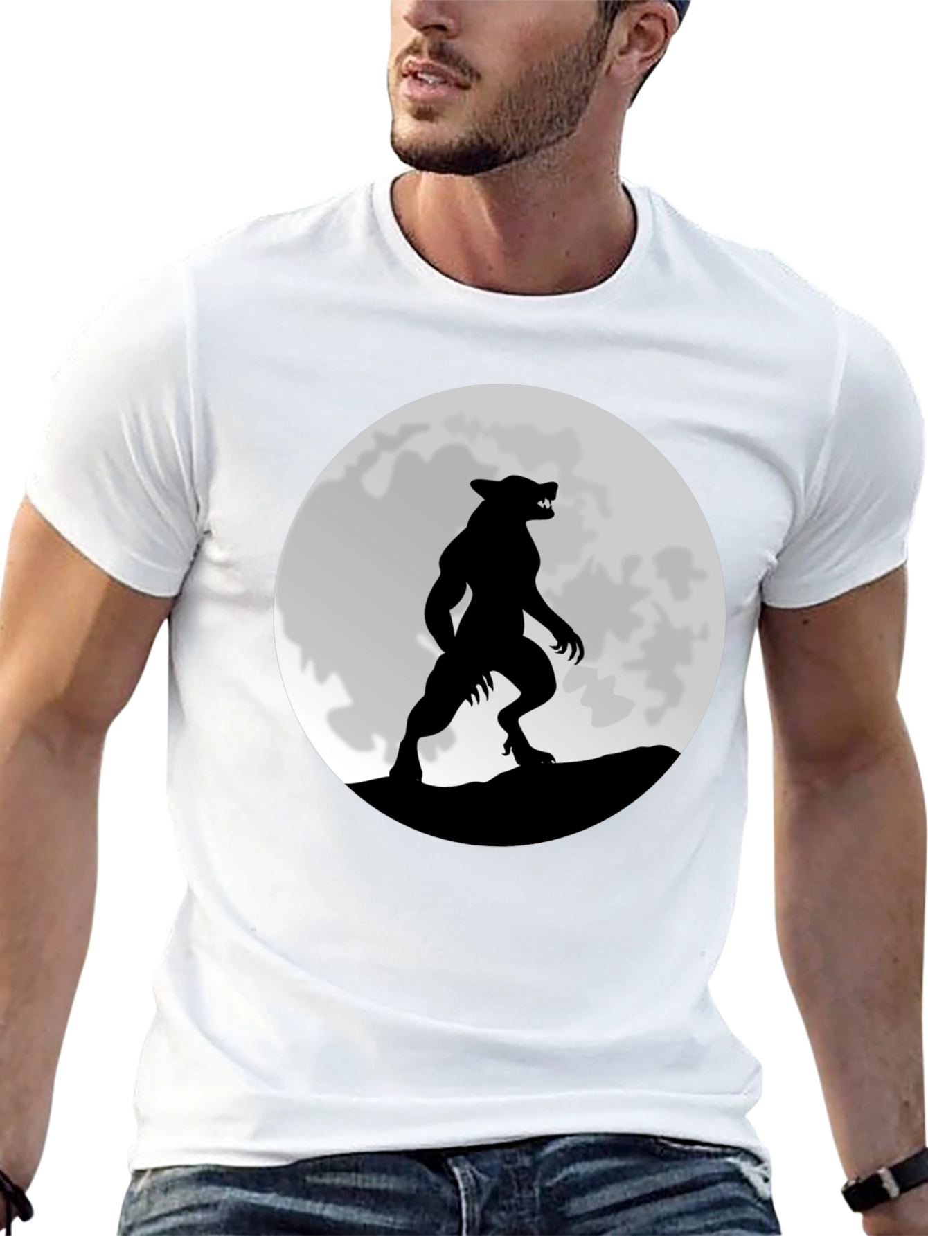 Werewolf Moon Graphic T-Shirt - Black Cotton Tee