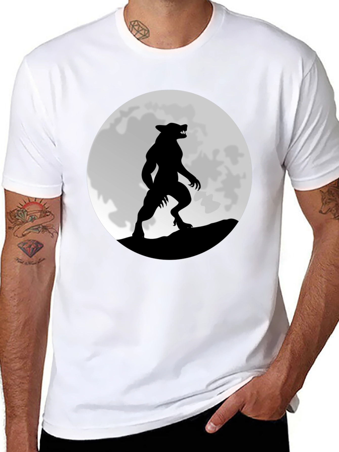 Werewolf Moon Graphic T-Shirt - Black Cotton Tee
