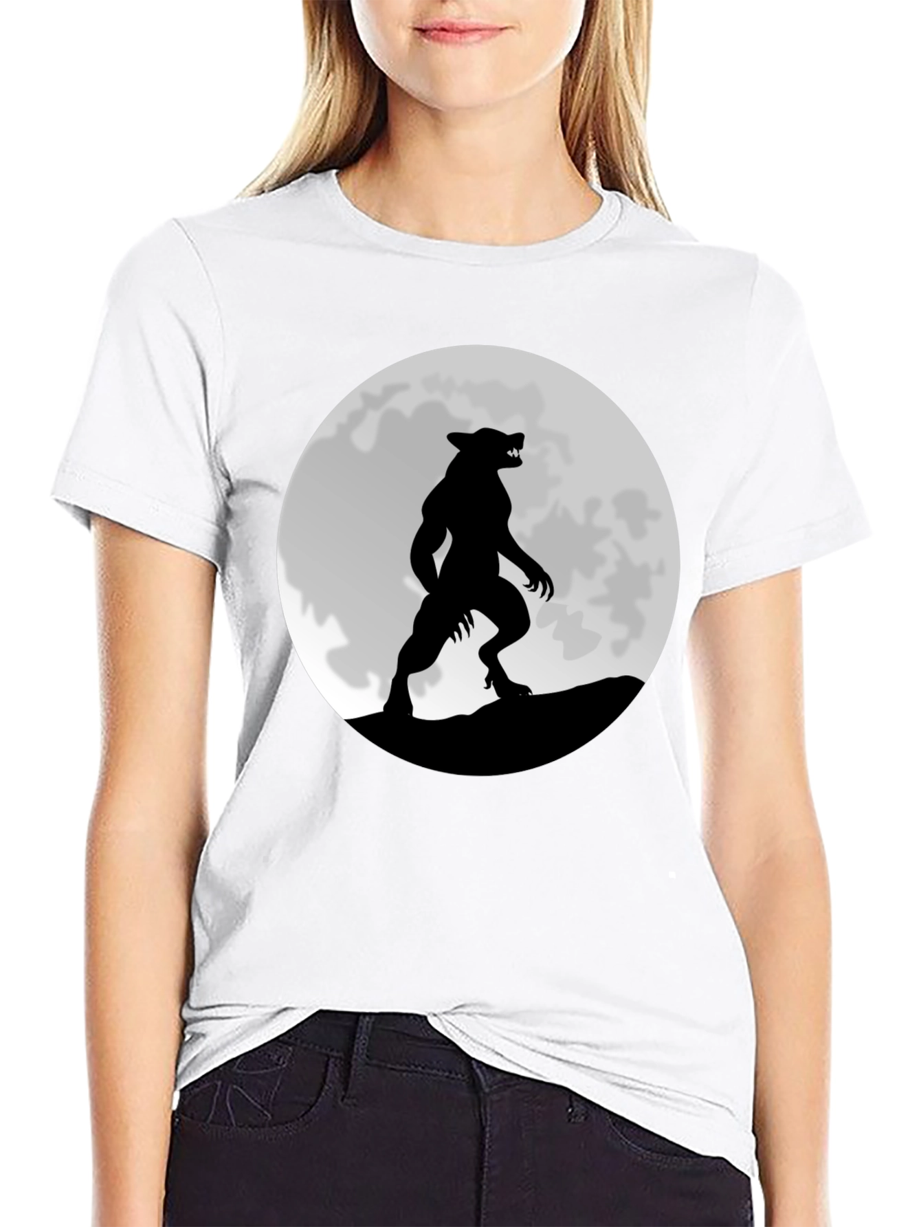 Werewolf Moon Graphic T-Shirt - Black Cotton Tee