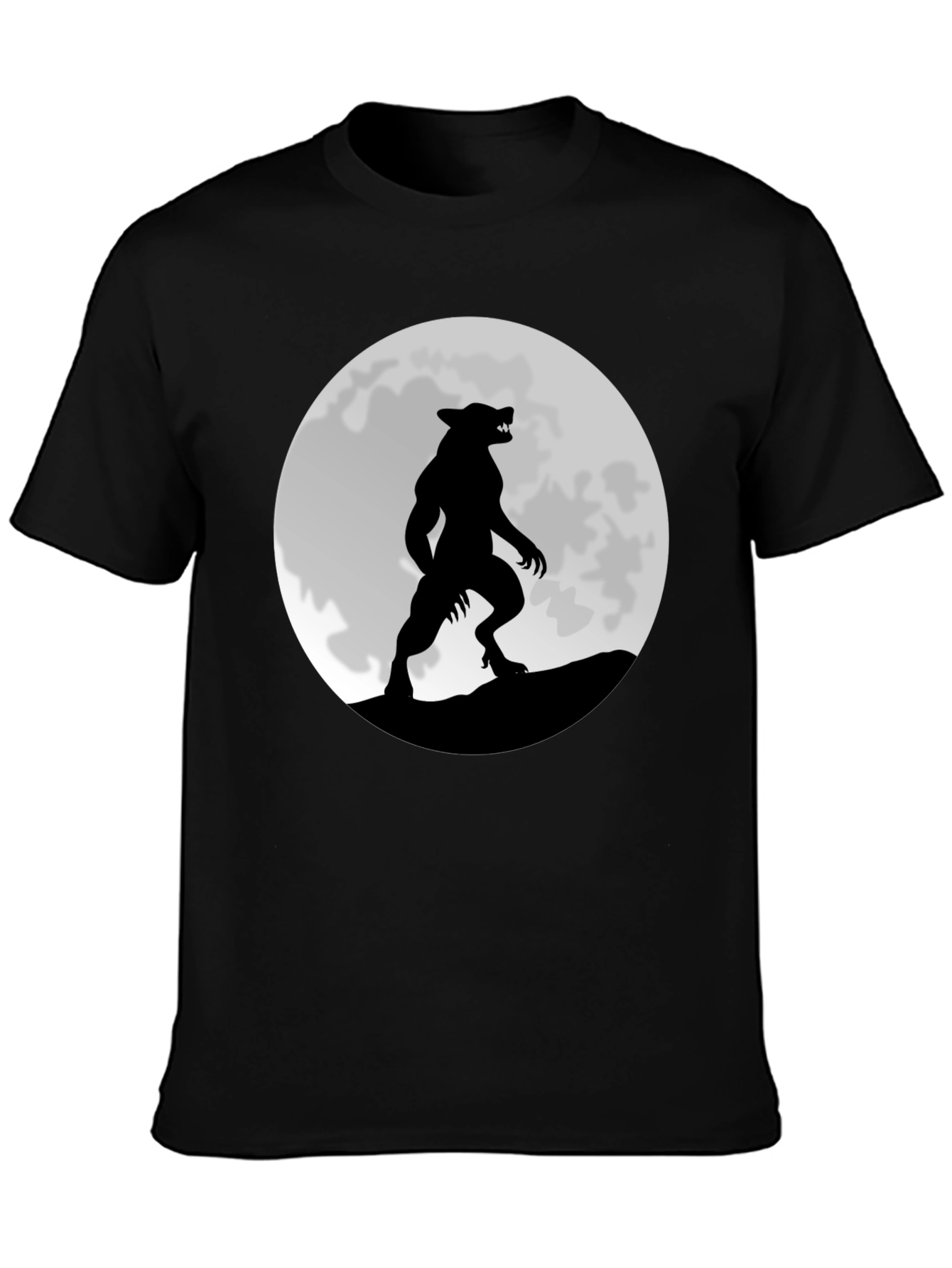 Werewolf Moon Graphic T-Shirt - Black Cotton Tee