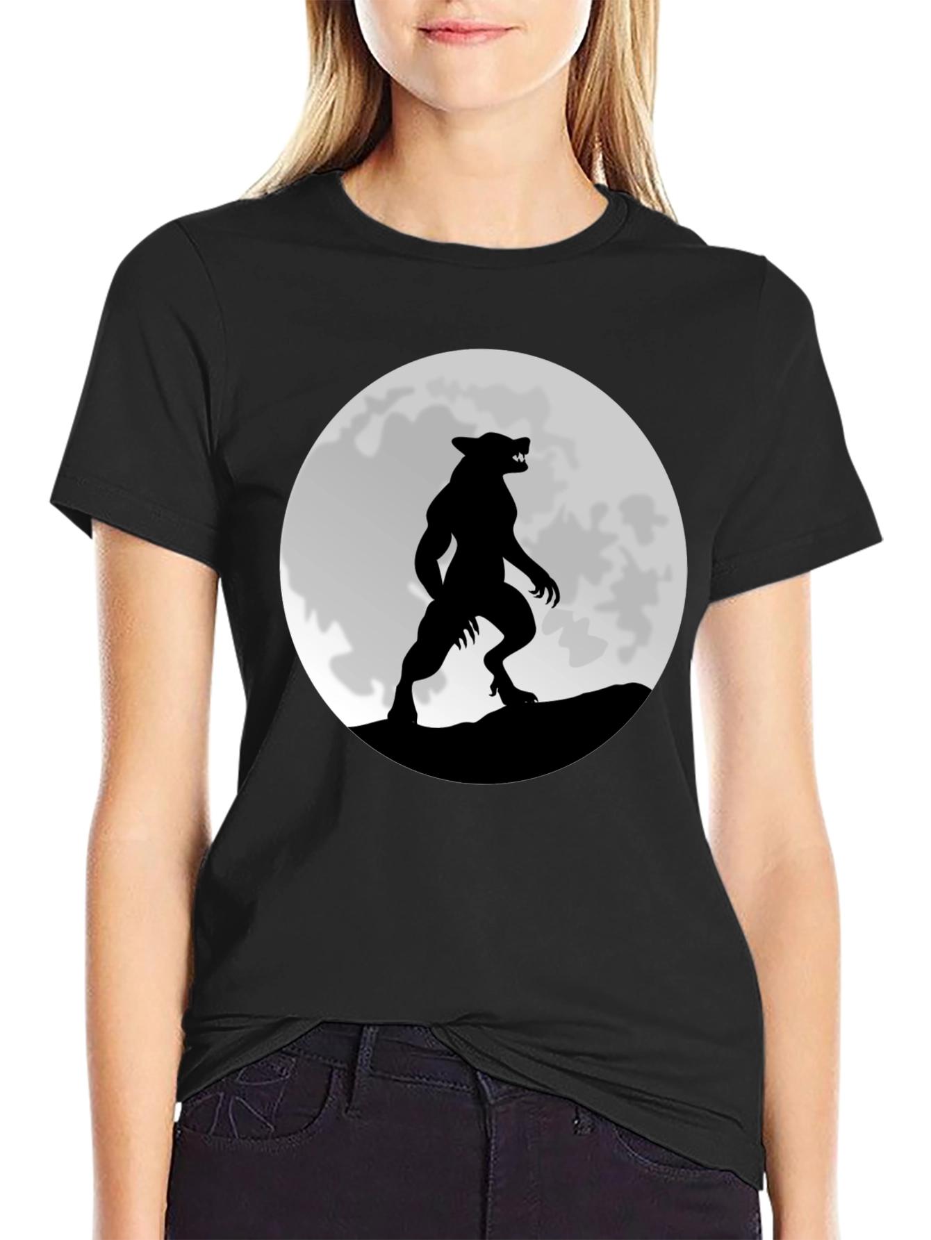 Werewolf Moon Graphic T-Shirt - Black Cotton Tee