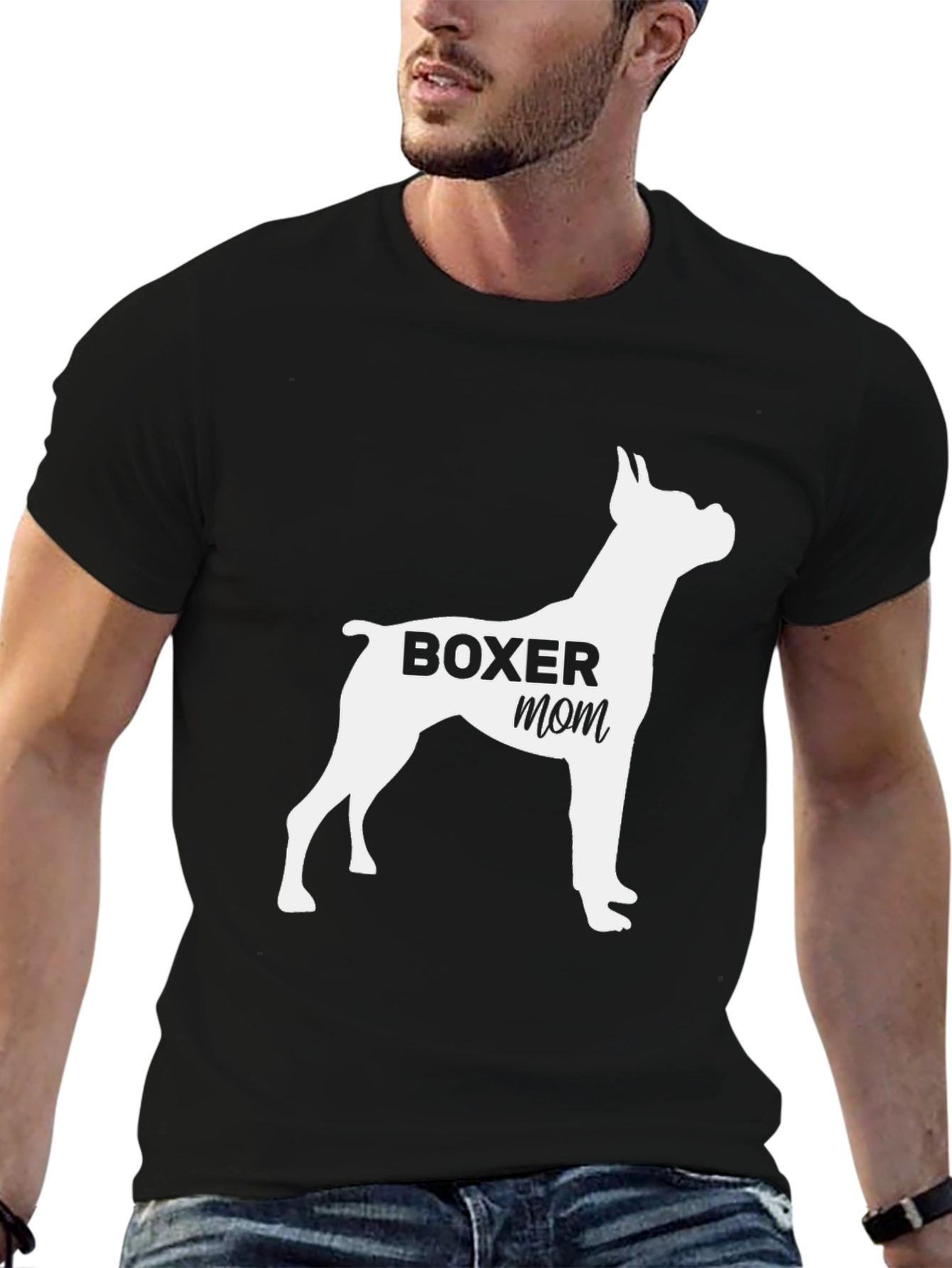 Boxer Mom Black T-Shirt: Dog Lover Apparel