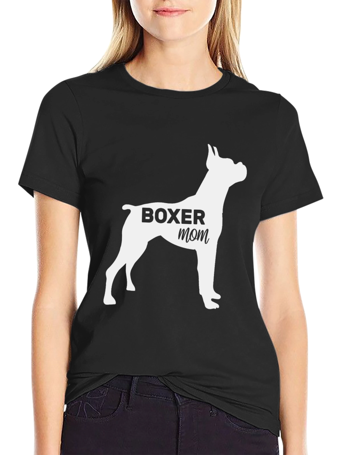 Boxer Mom Black T-Shirt: Dog Lover Apparel