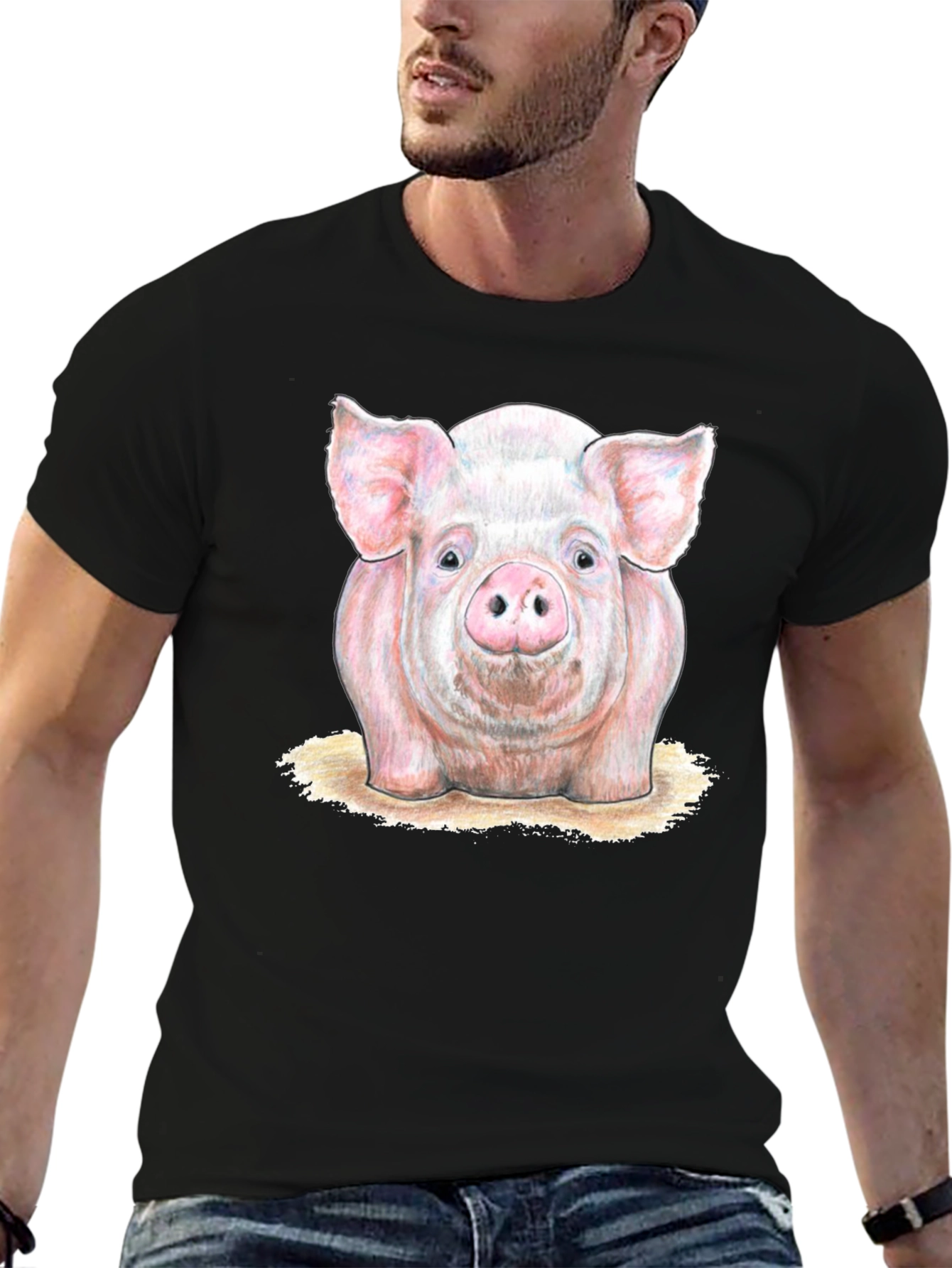 Pig Graphic T-Shirt - Black Cotton Tee