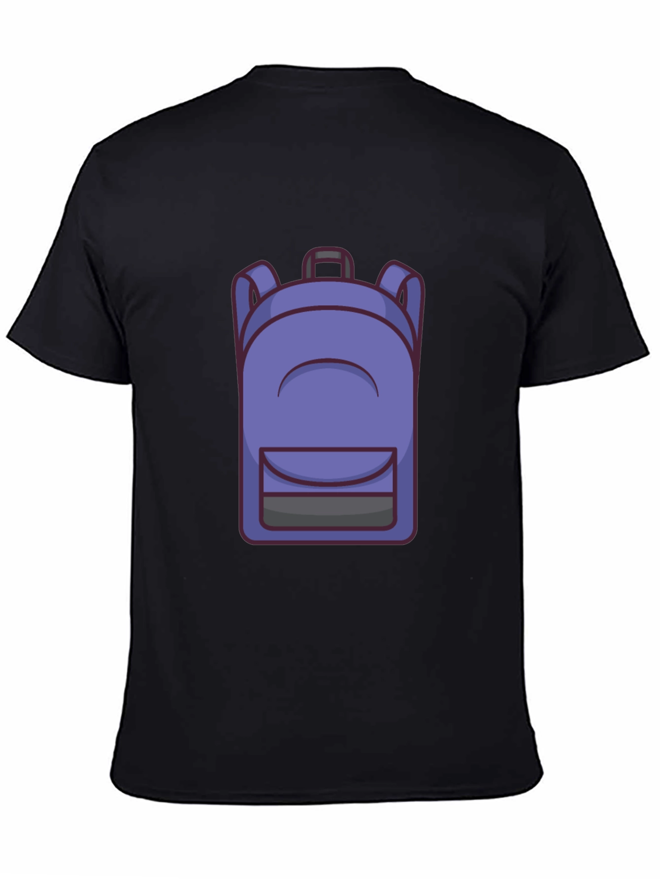 Cartoon Backpack Graphic Black T-Shirt