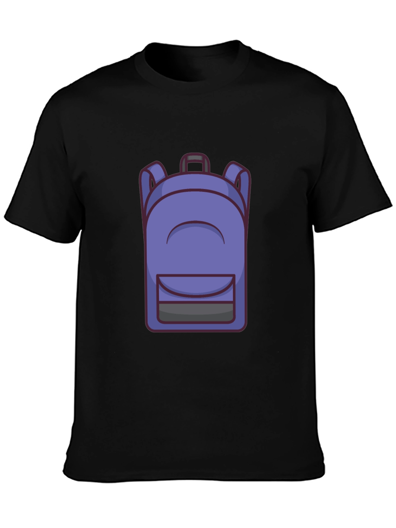 Cartoon Backpack Graphic Black T-Shirt