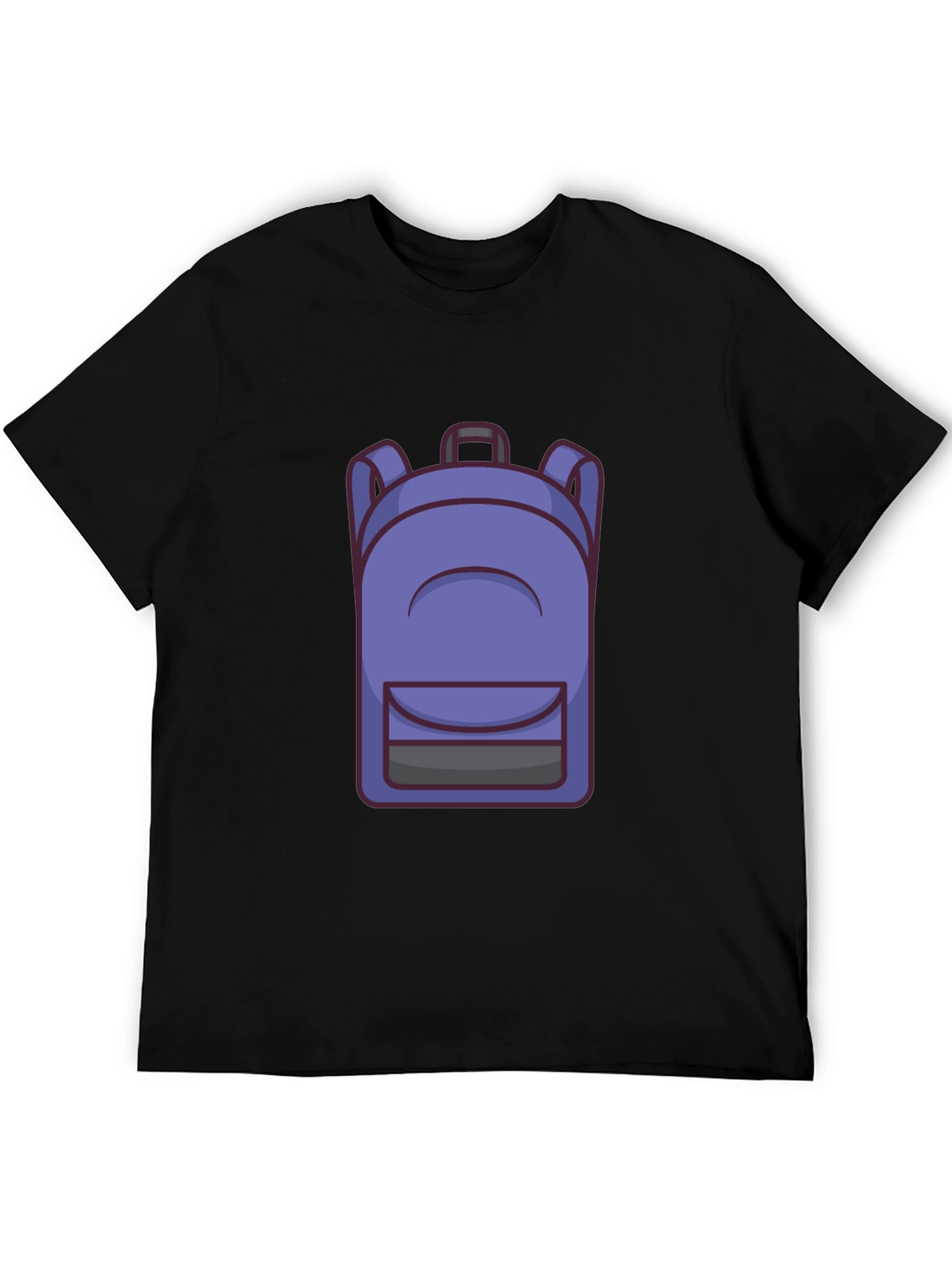 Cartoon Backpack Graphic Black T-Shirt