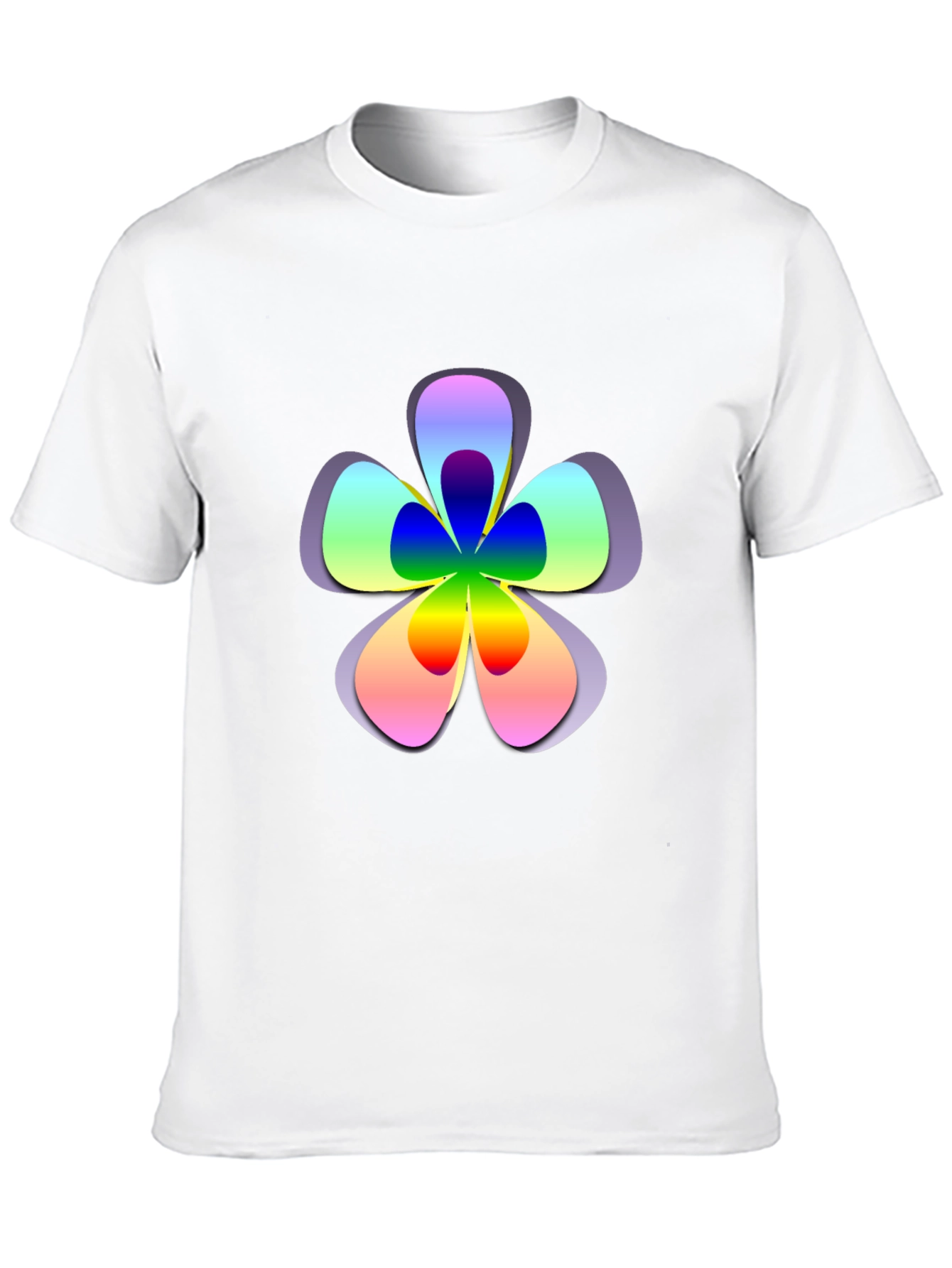 Rainbow Flower Graphic Print Black T-Shirt