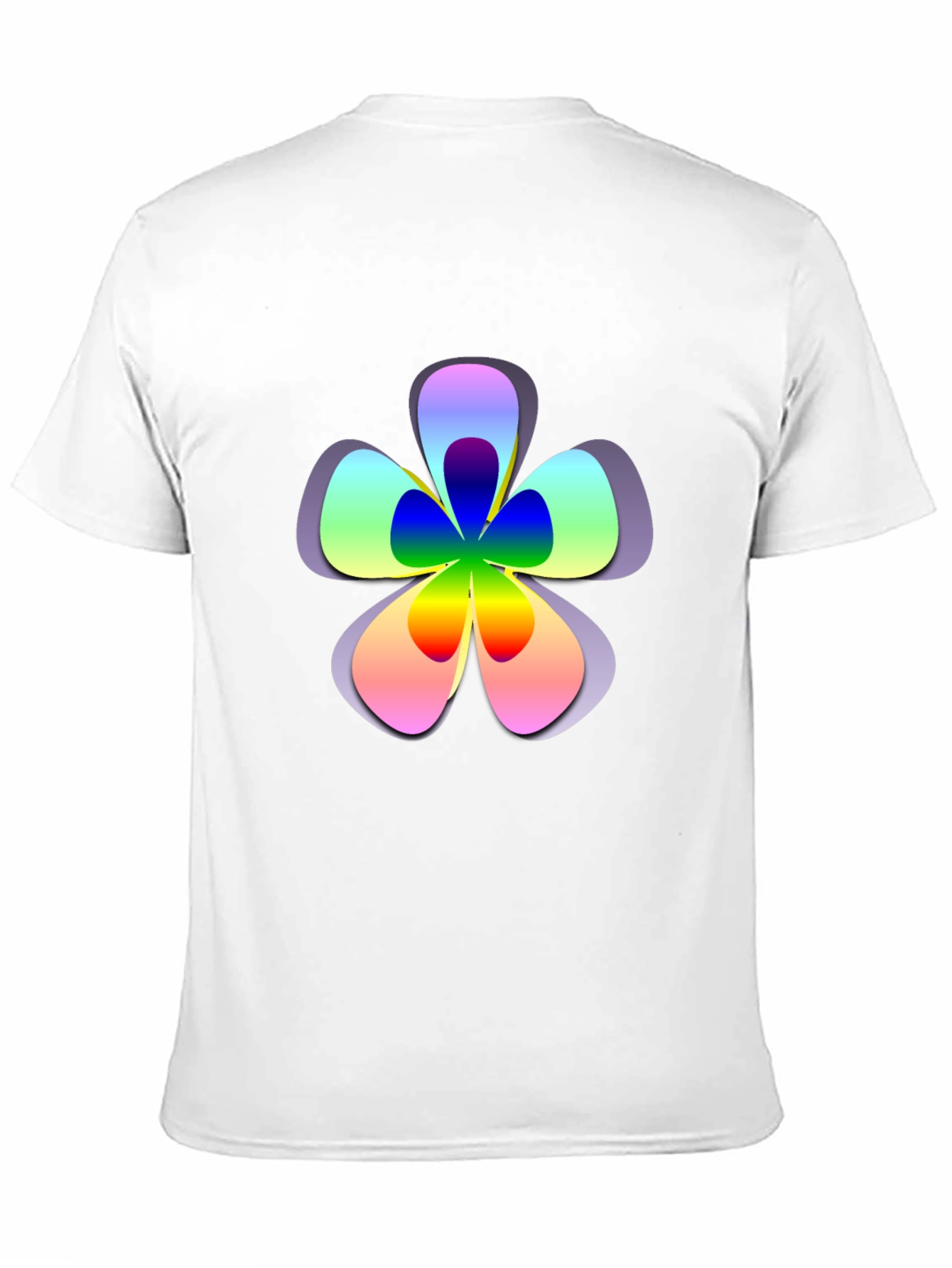 Rainbow Flower Graphic Print Black T-Shirt