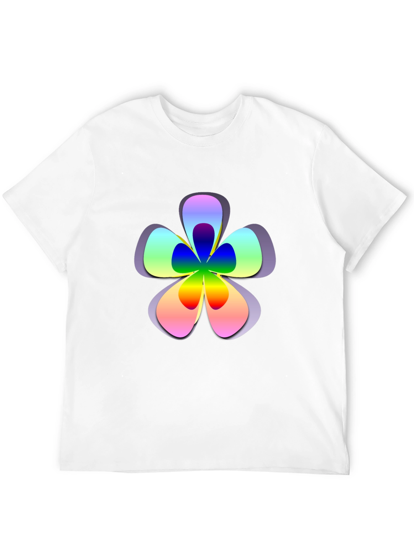 Rainbow Flower Graphic Print Black T-Shirt