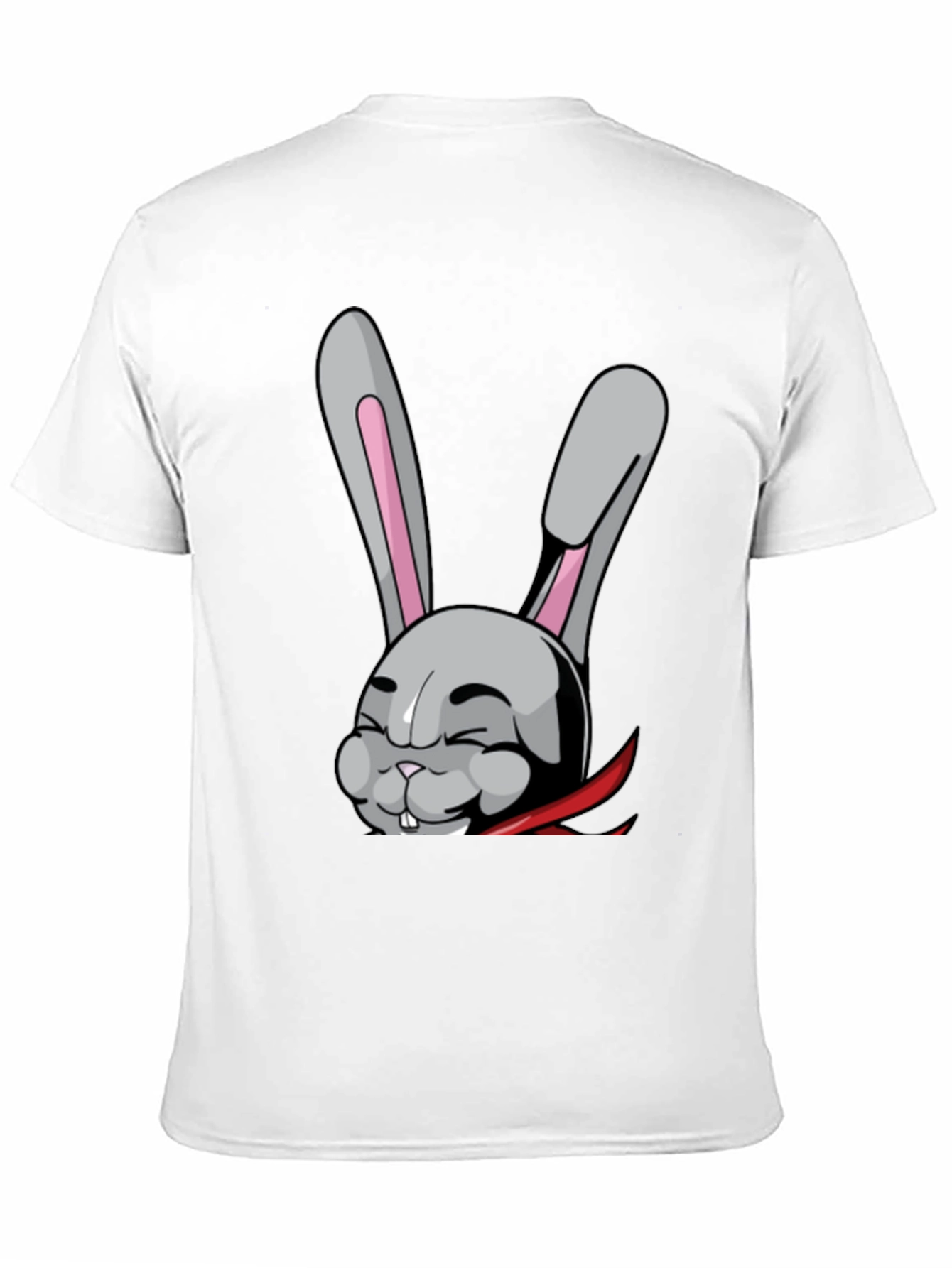 Black T-Shirt with Funny Cartoon Rabbit Design