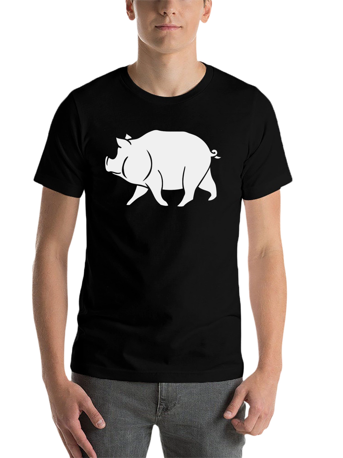 Pig Graphic T-Shirt - Black Casual Tee