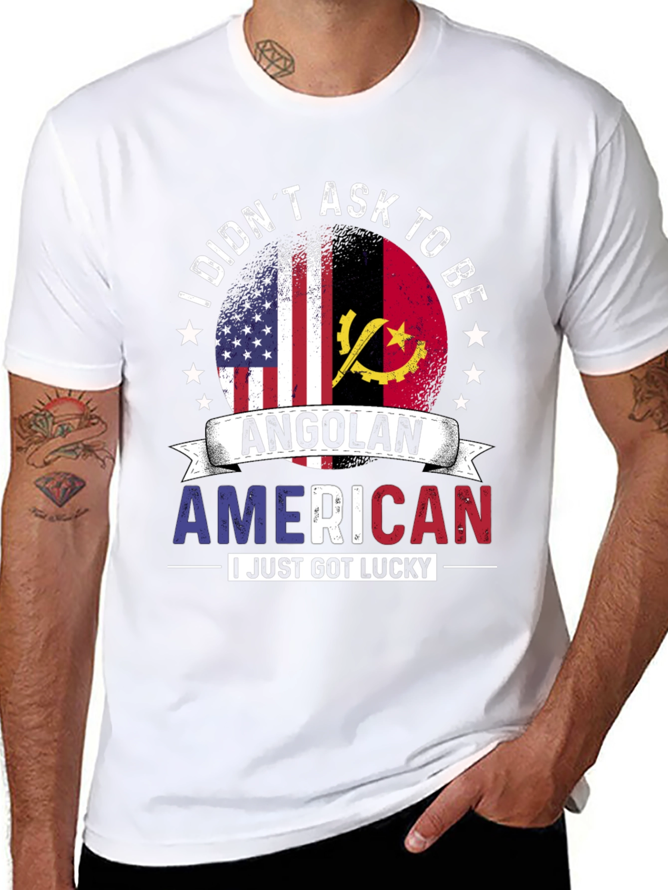 Angolan American T-Shirt - I Just Got Lucky!