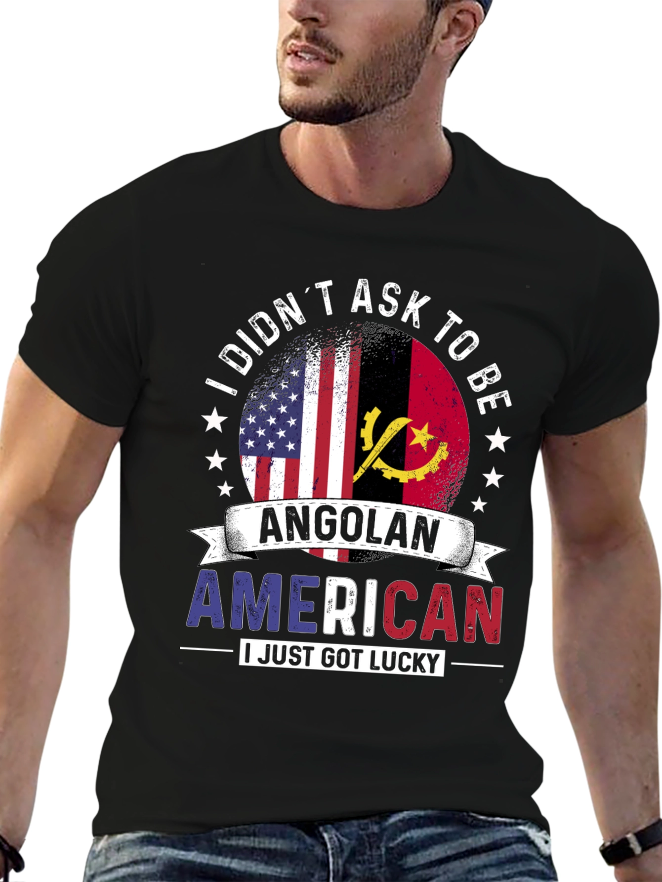 Angolan American T-Shirt - I Just Got Lucky!