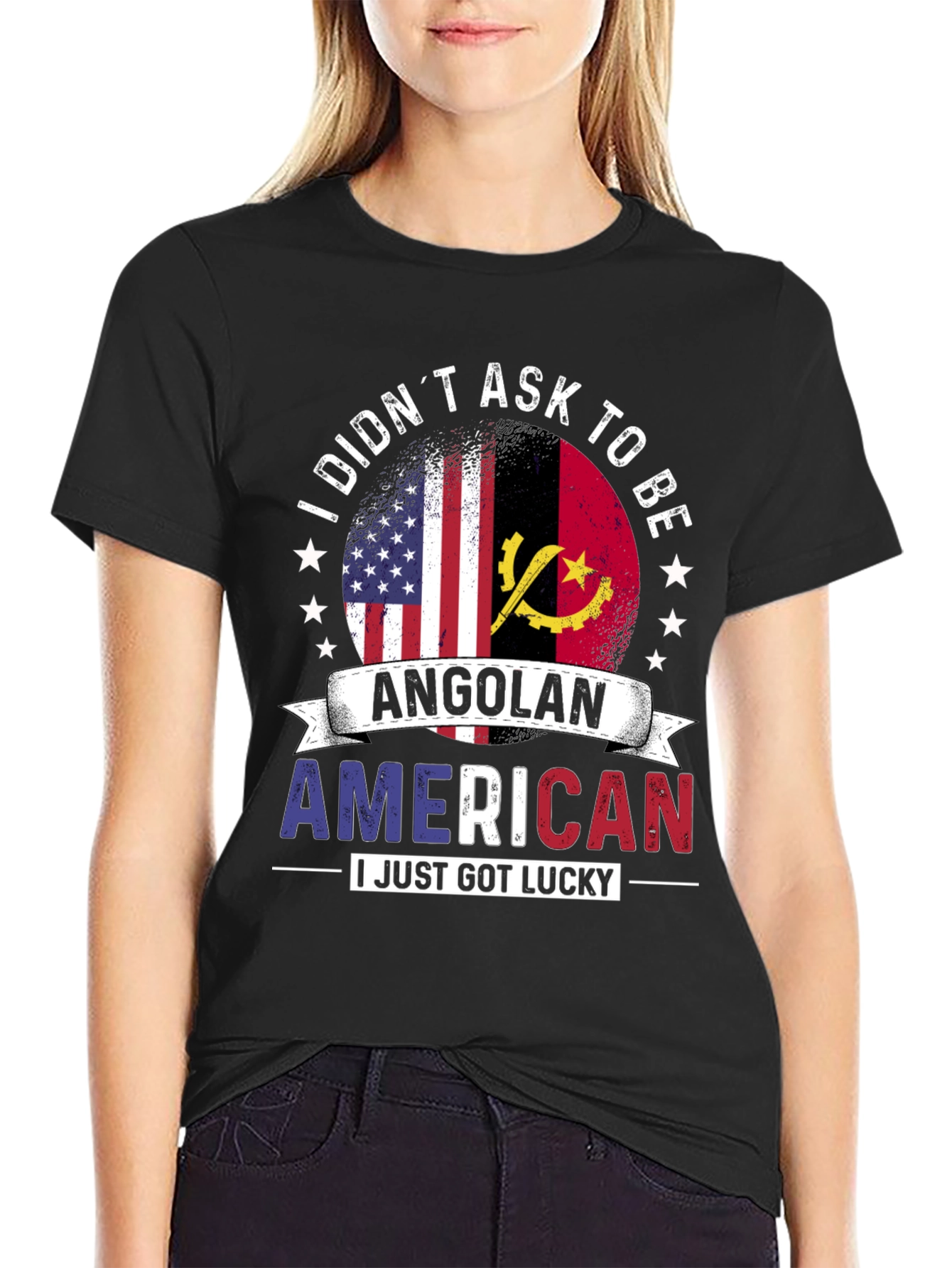 Angolan American T-Shirt - I Just Got Lucky!