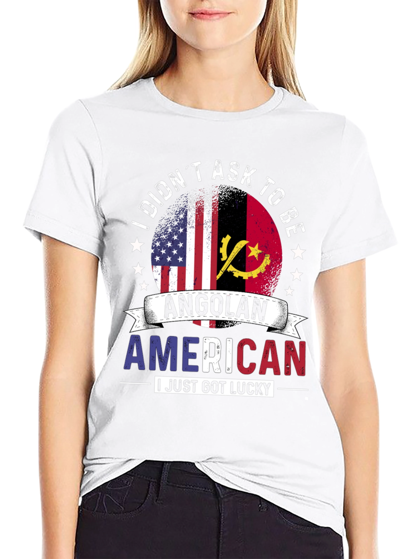 Angolan American T-Shirt - I Just Got Lucky!
